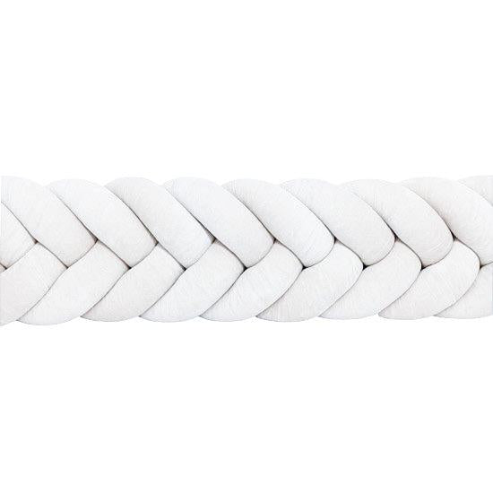 Bettschlange Velours Fischgräten-Design – Premium Schutz & Komfort für Babyschlaf-Bettumrandung-District for Kids-180 cm-Weiß-District for Kids