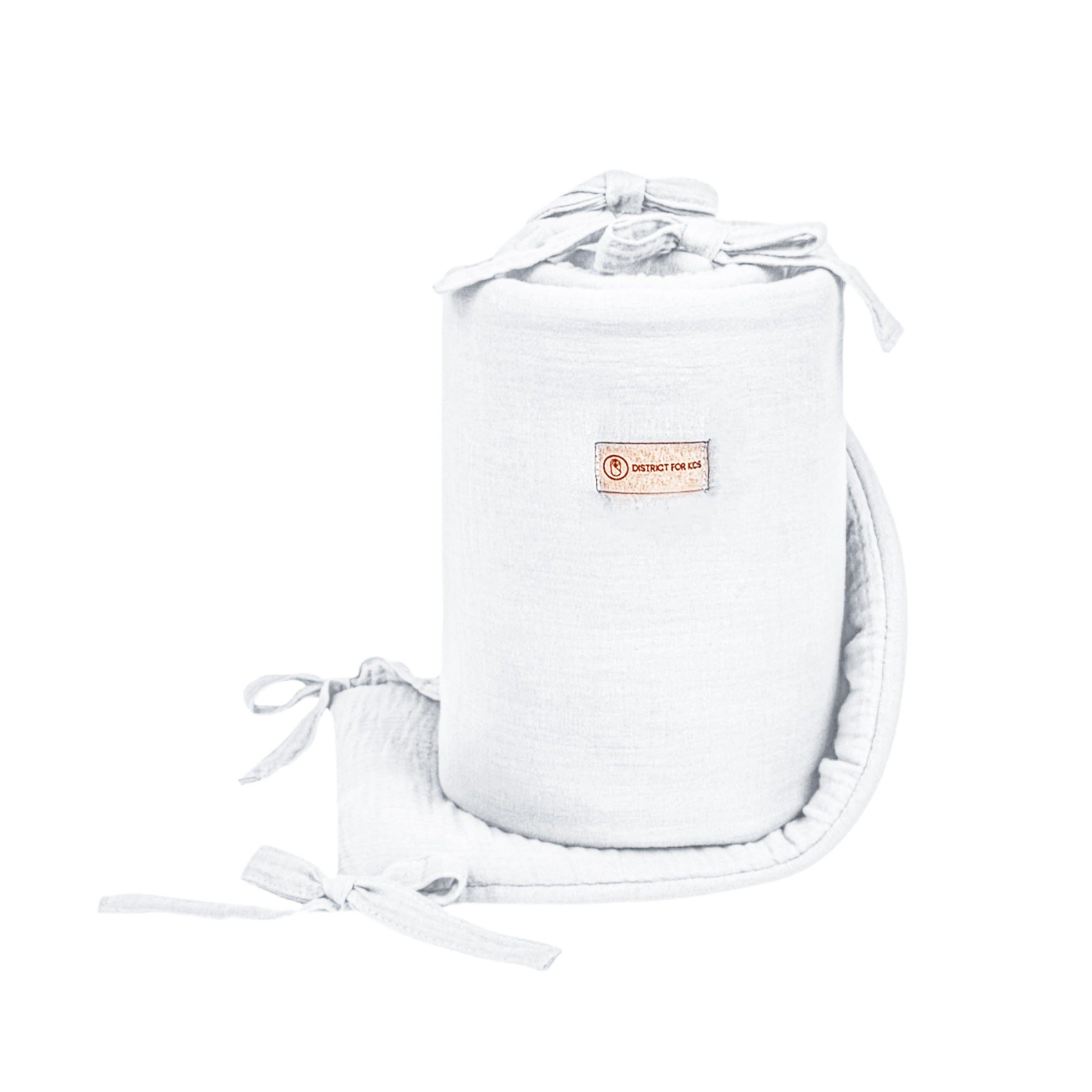 Bettumrandung Musselin – Atmungsaktive Umrandung für Babybett & Beistellbett-Bettumrandung-District for Kids-Weiß-150 cm-District for Kids