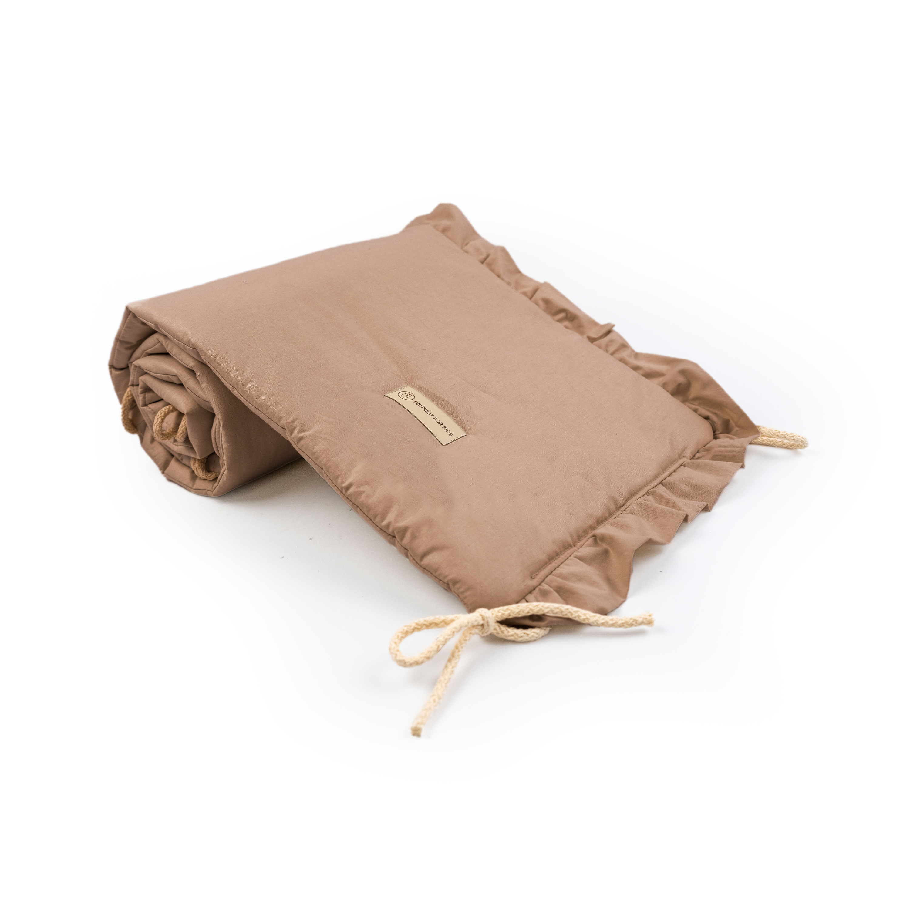 Bettumrandung Rüschen für Baby- und Beistellbetten – Hochwertig & Oeko-Tex zertifiziert Braun / 150 cm Bettumrandung