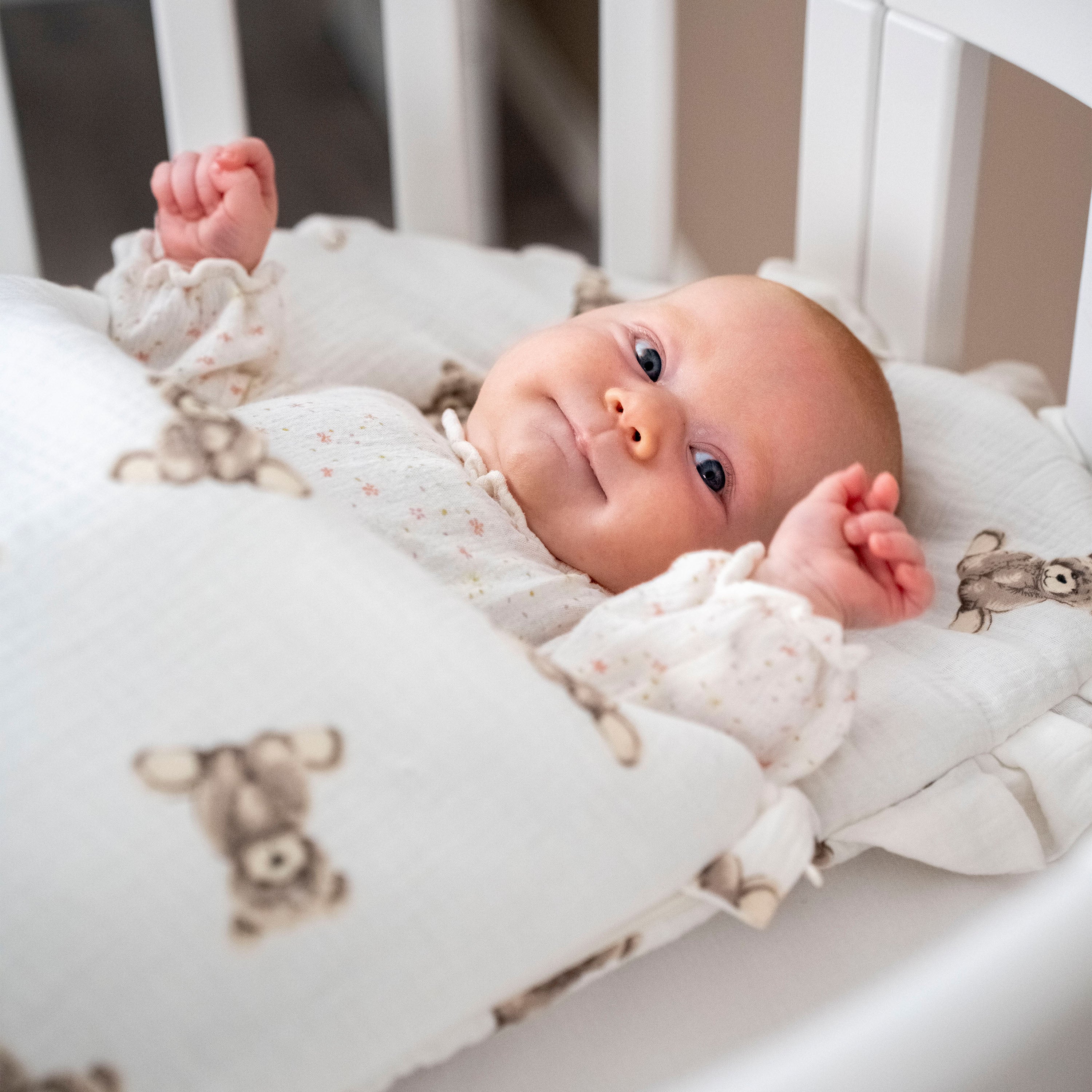 Babyschlafsack Dreamy Musselin Teddybär – süßer Ganzjahresschlafsack - Babyschlafsack