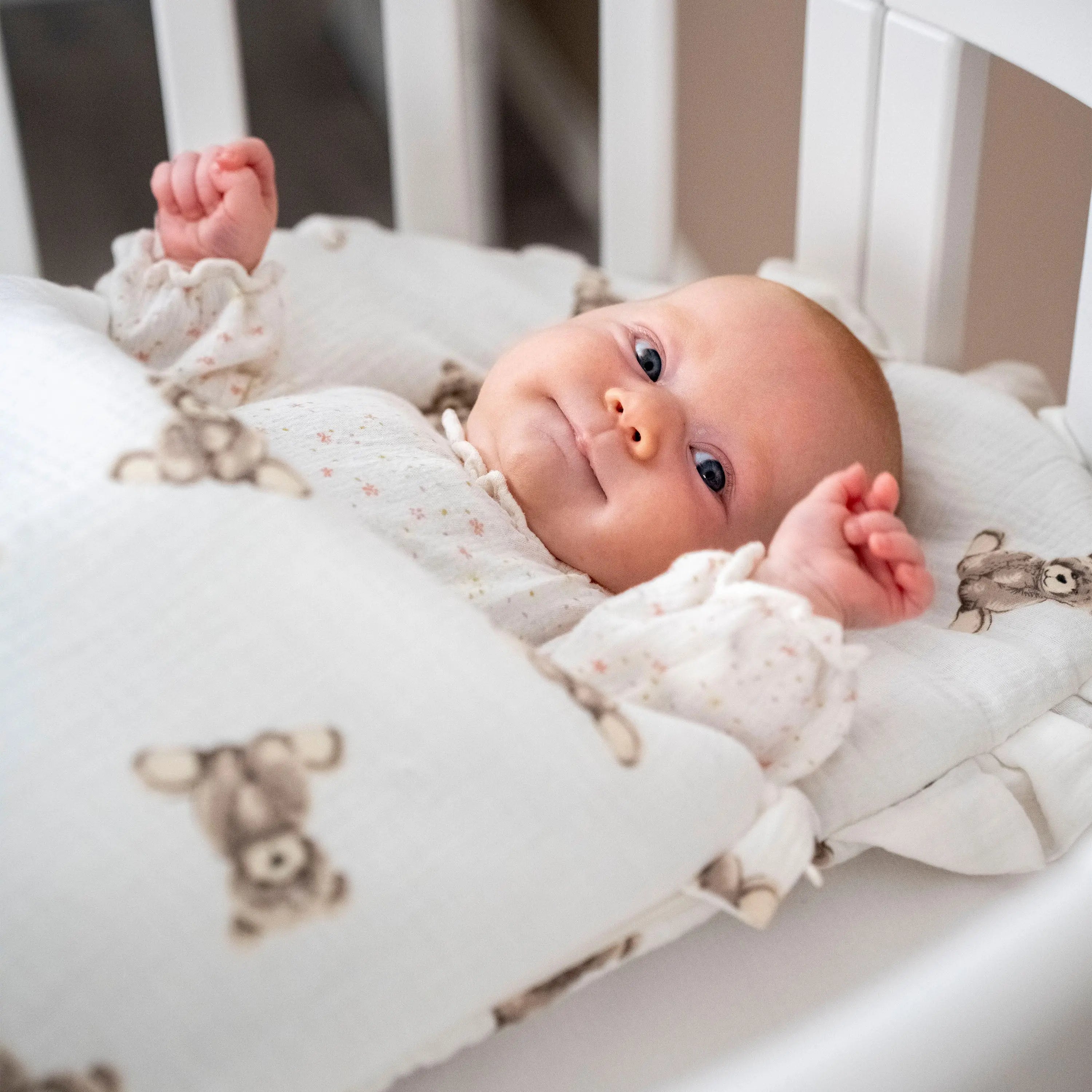 Babyschlafsack Dreamy Musselin Teddybär – süßer Ganzjahresschlafsack - Babyschlafsack