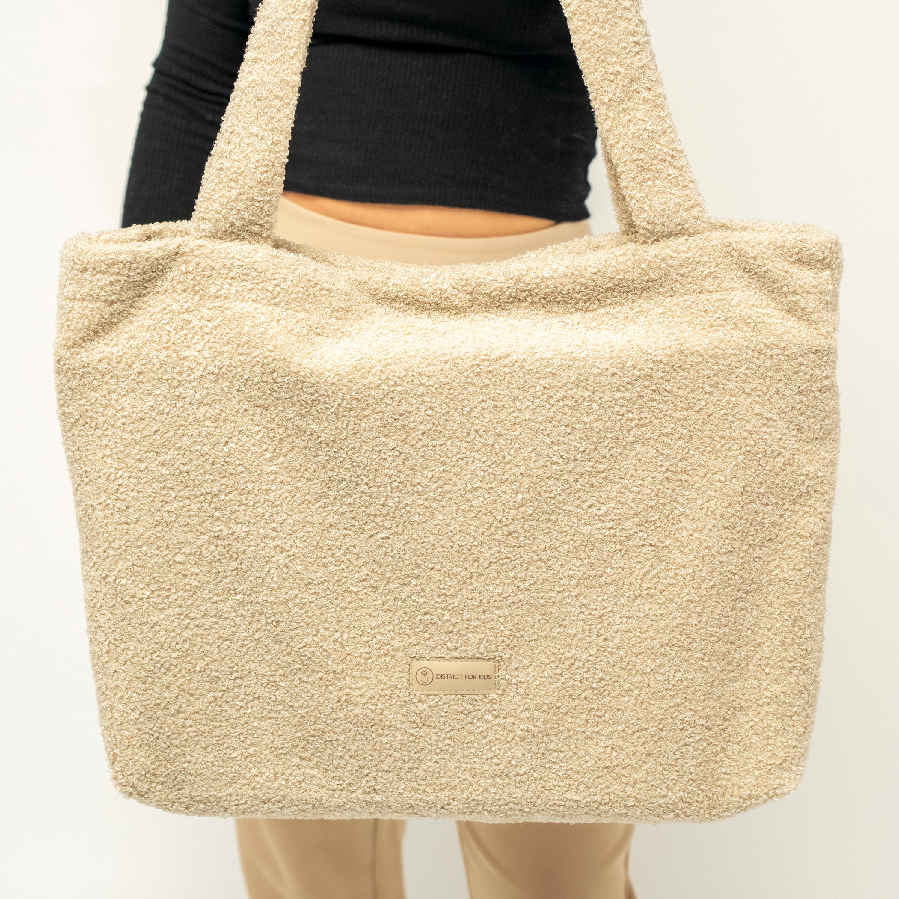 Shopper Mom Bag Boucle Teddystoff- Ideal für den Alltag Kinderwagen Cross Shoulder - Wickeltasche