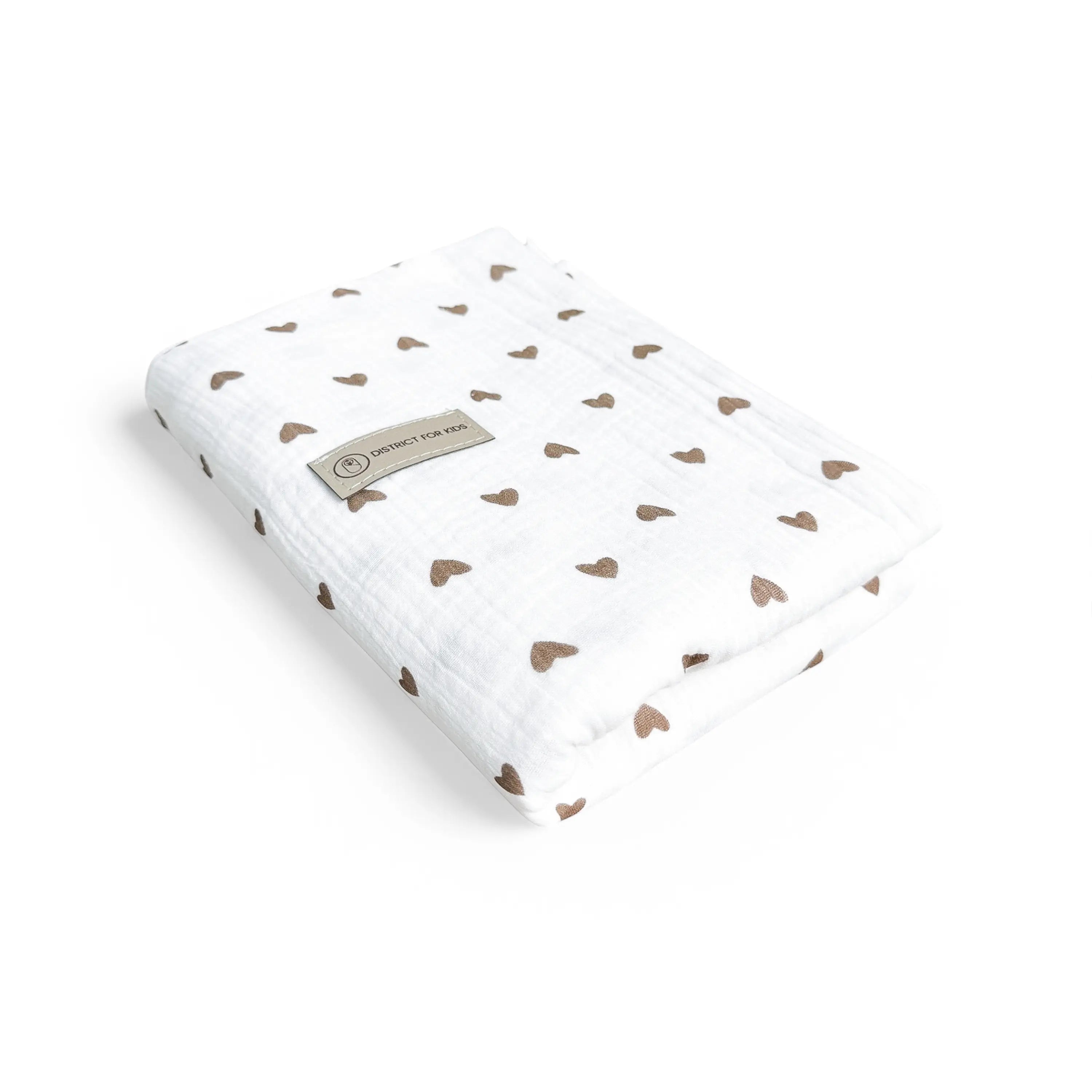 Decke Musselin Herzen braun - Mulltuch Schmuse- & Puckdecke - Herzen braun - Bettdecke