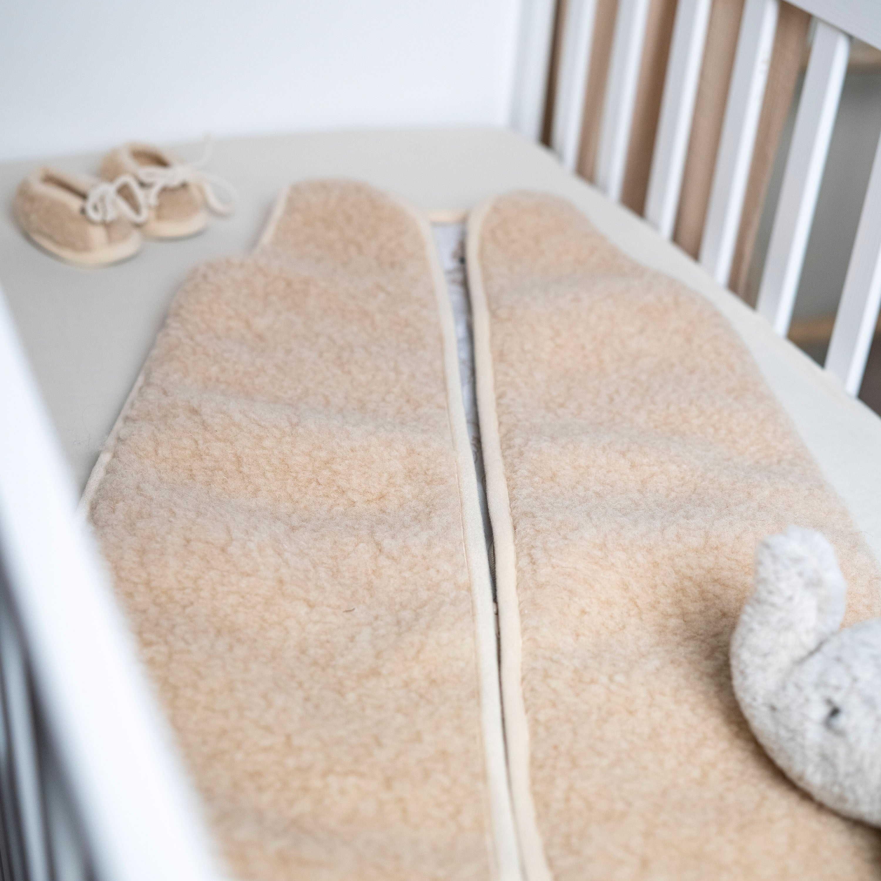 Babyschlafsack Merinowolle Wollwalk - natürlich warm & kuschelig - Beige / 70 cm / 3.5 TOG - Babyschlafsack