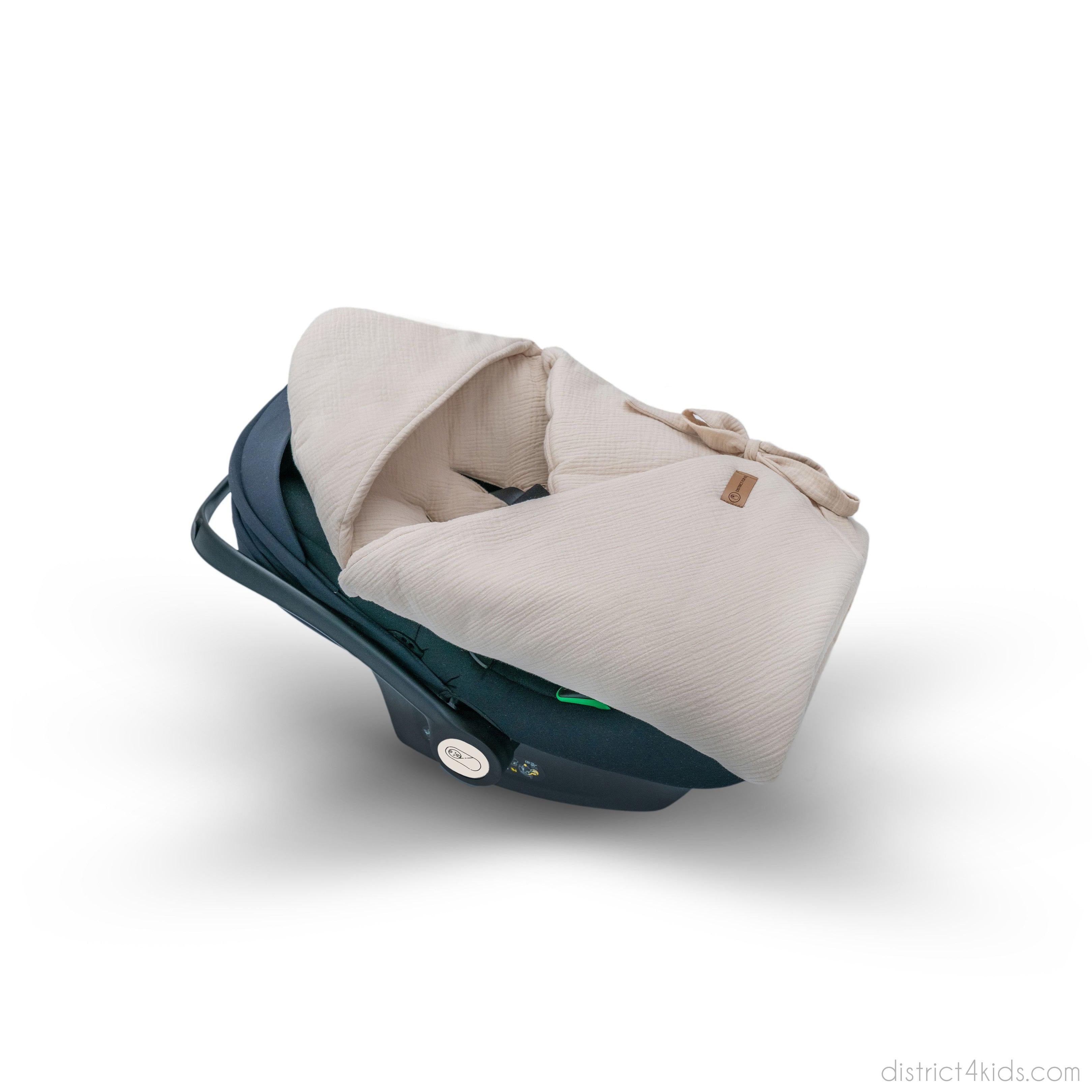 Einschlagdecke Musselin – Perfekt für Autoschale Ganzjährig 2.5 TOG-Einschlagdecke Autoschale-District for Kids-Beige-2.5 TOG-District for Kids