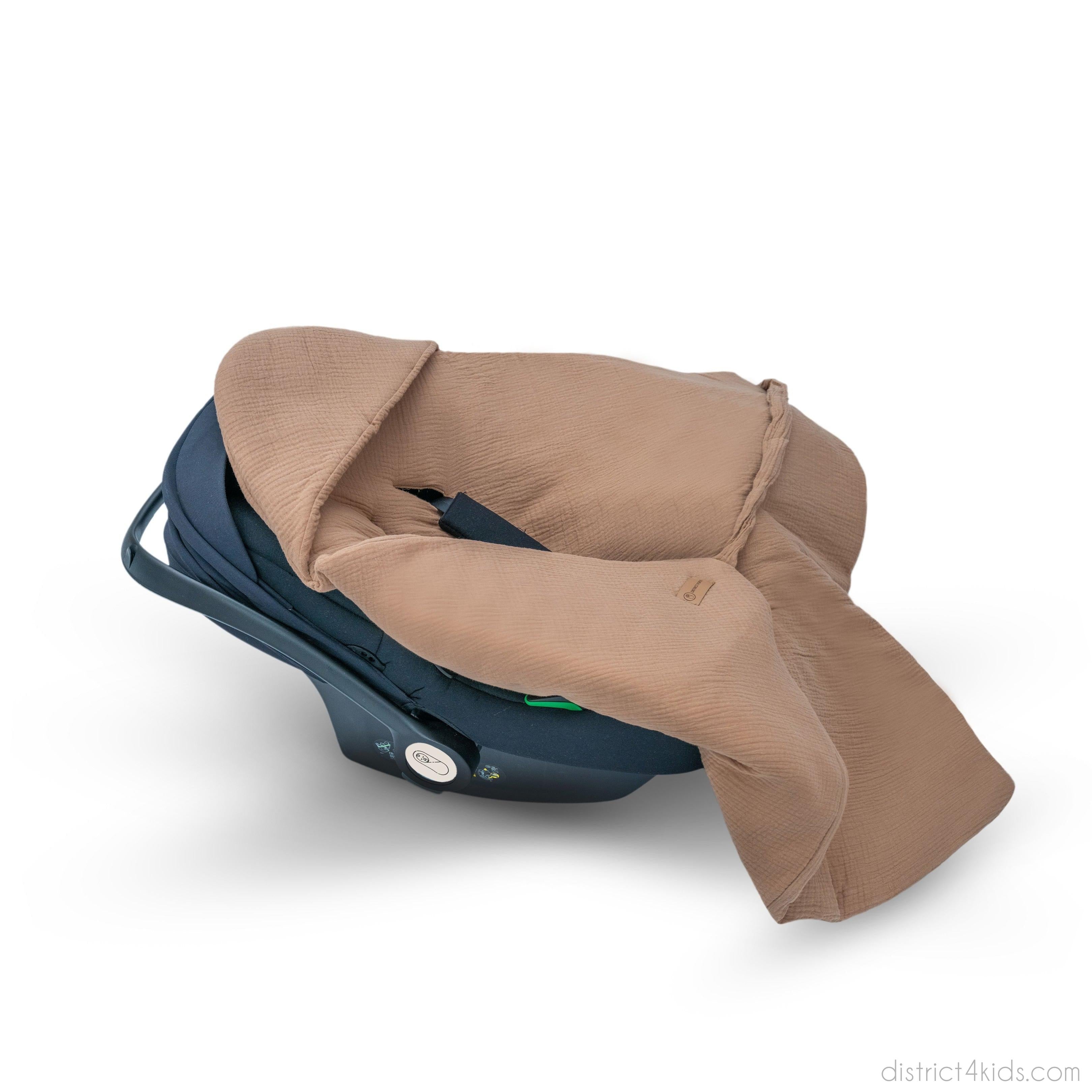Einschlagdecke Musselin – Perfekt für Autoschale Ganzjährig 2.5 TOG-Einschlagdecke Autoschale-District for Kids-Beige-2.5 TOG-District for Kids