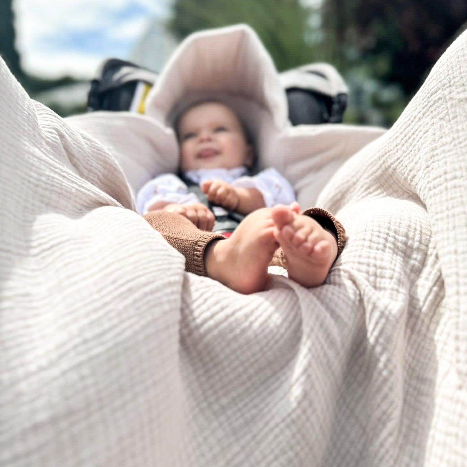 Einschlagdecke Musselin/Velours – Perfekt für Autoschale 2.5 TOG-Einschlagdecke Autoschale-District for Kids-Beige-2.5 TOG-District for Kids