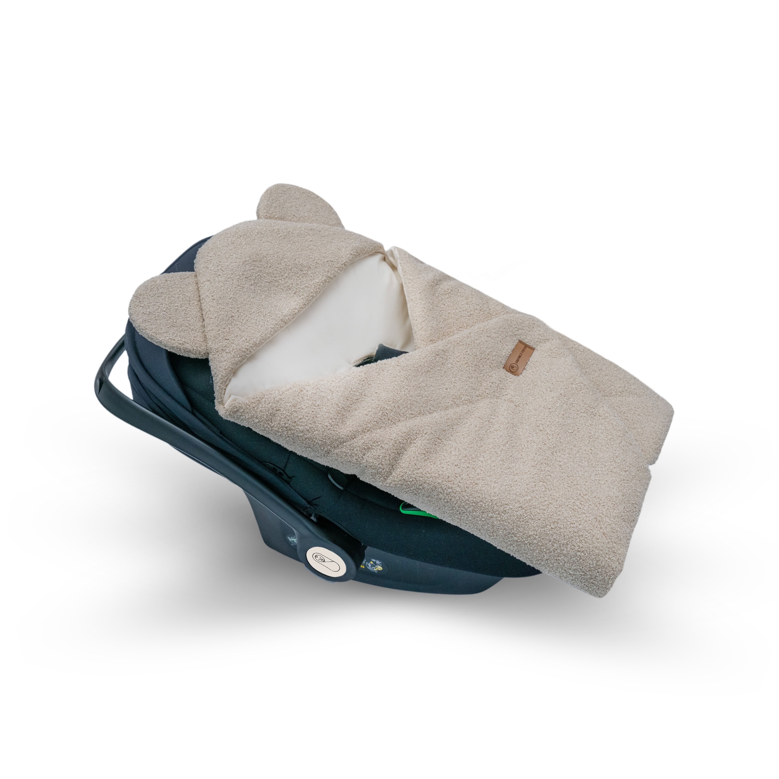 Einschlagdecke Teddystoff Boucle Teddyohren – Autoschale 2.5 TOG-Fußsäcke-District for Kids-Beige-2.5 TOG-District for Kids