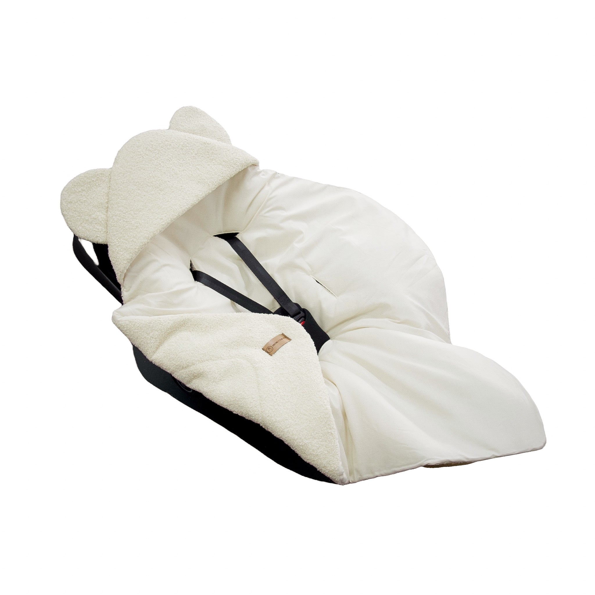 Einschlagdecke Teddystoff Boucle Teddyohren – Autoschale 2.5 TOG-Fußsäcke-District for Kids-Creme-2.5 TOG-District for Kids