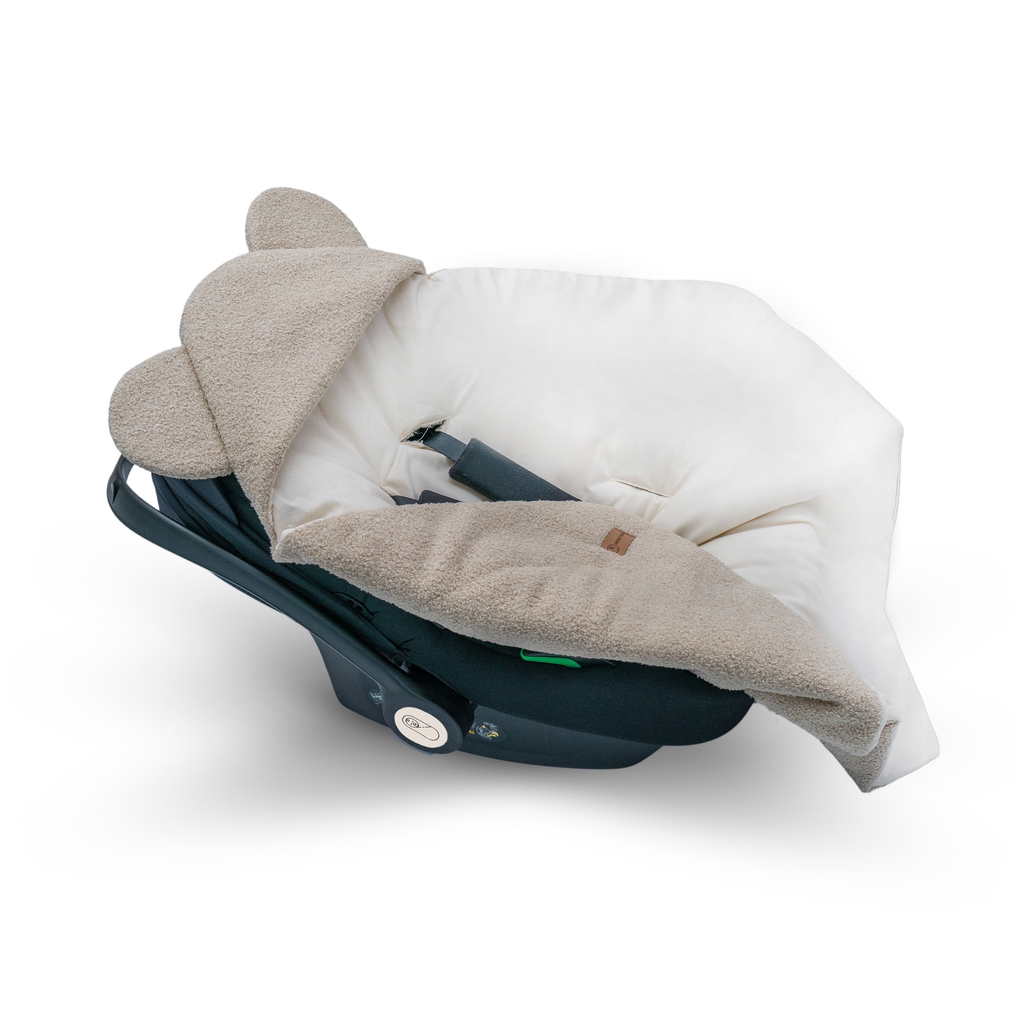 Einschlagdecke Teddystoff Boucle Teddyohren – Autoschale 2.5 TOG-Fußsäcke-District for Kids-Creme-2.5 TOG-District for Kids