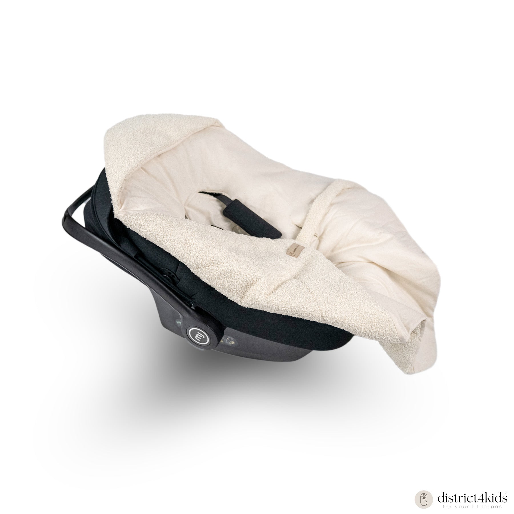 Einschlagdecke Autoschale Teddystoff Boucle Kapuze & Schleifenbindung – Warm & weich - Creme / 2.5 TOG - Fußsäcke