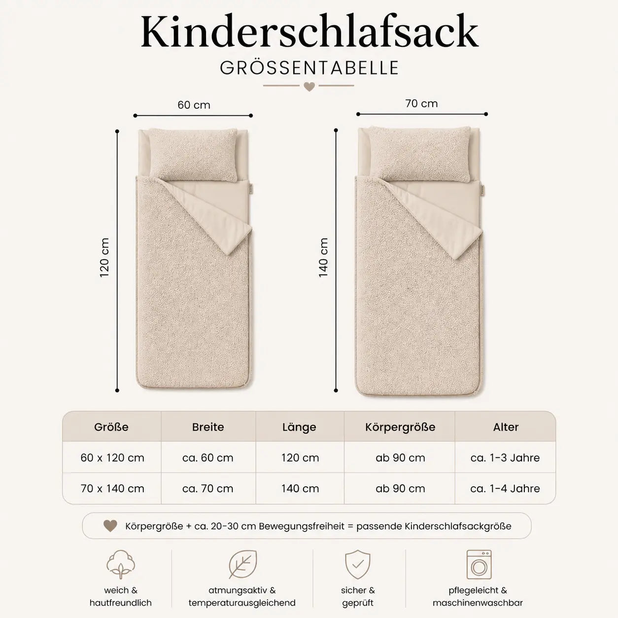 Kinderschlafsack aus Bouclé inkl. Tasche & Kissen – perfekt für unterwegs & zuhause District for Kids
