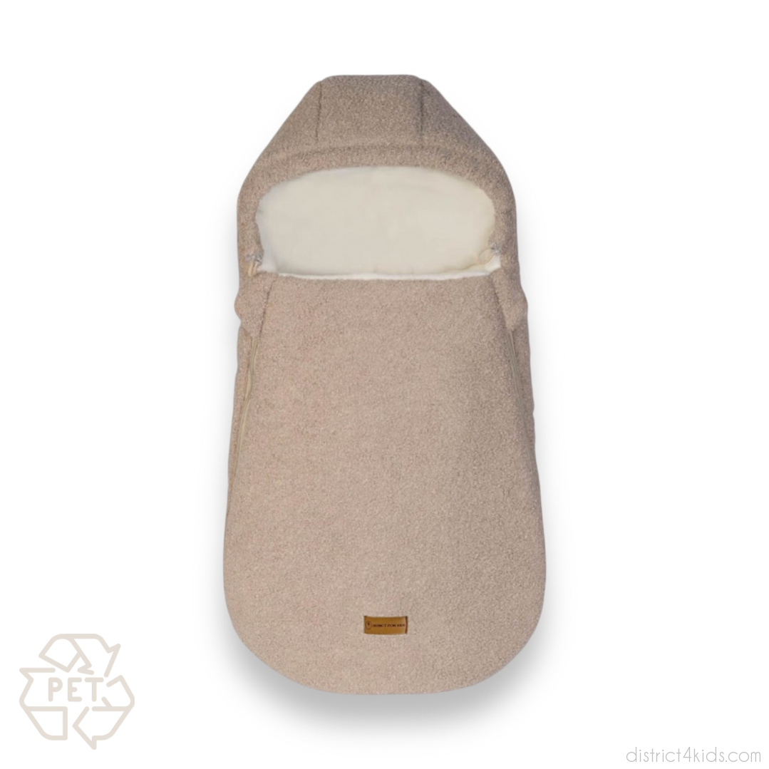 Fußsack Teddystoff Boucle für Kinderwagen Autoschale-Winterfußsack-District for Kids-Beige-District for Kids