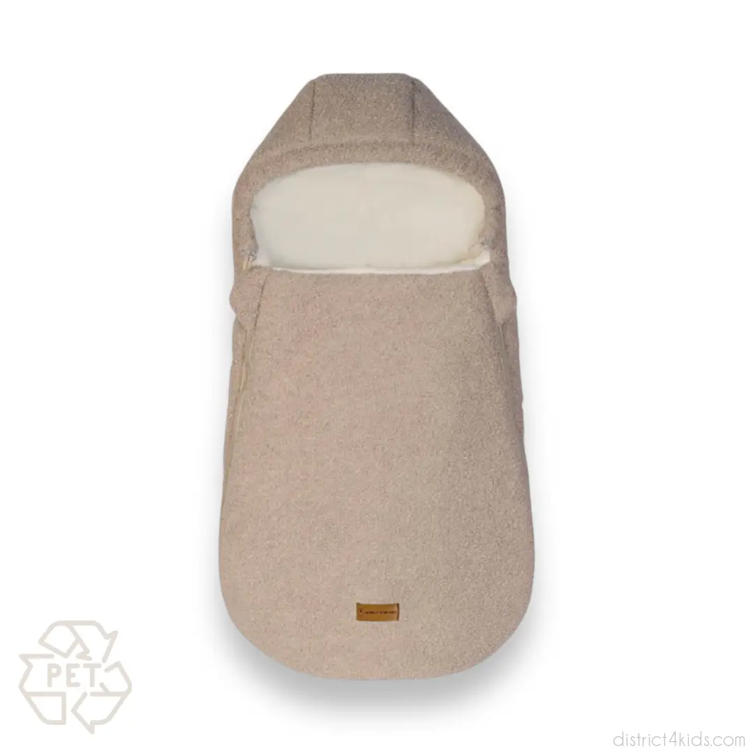 Fußsack Teddystoff Boucle für Kinderwagen Autoschale-Winterfußsack-District for Kids-Beige-District for Kids