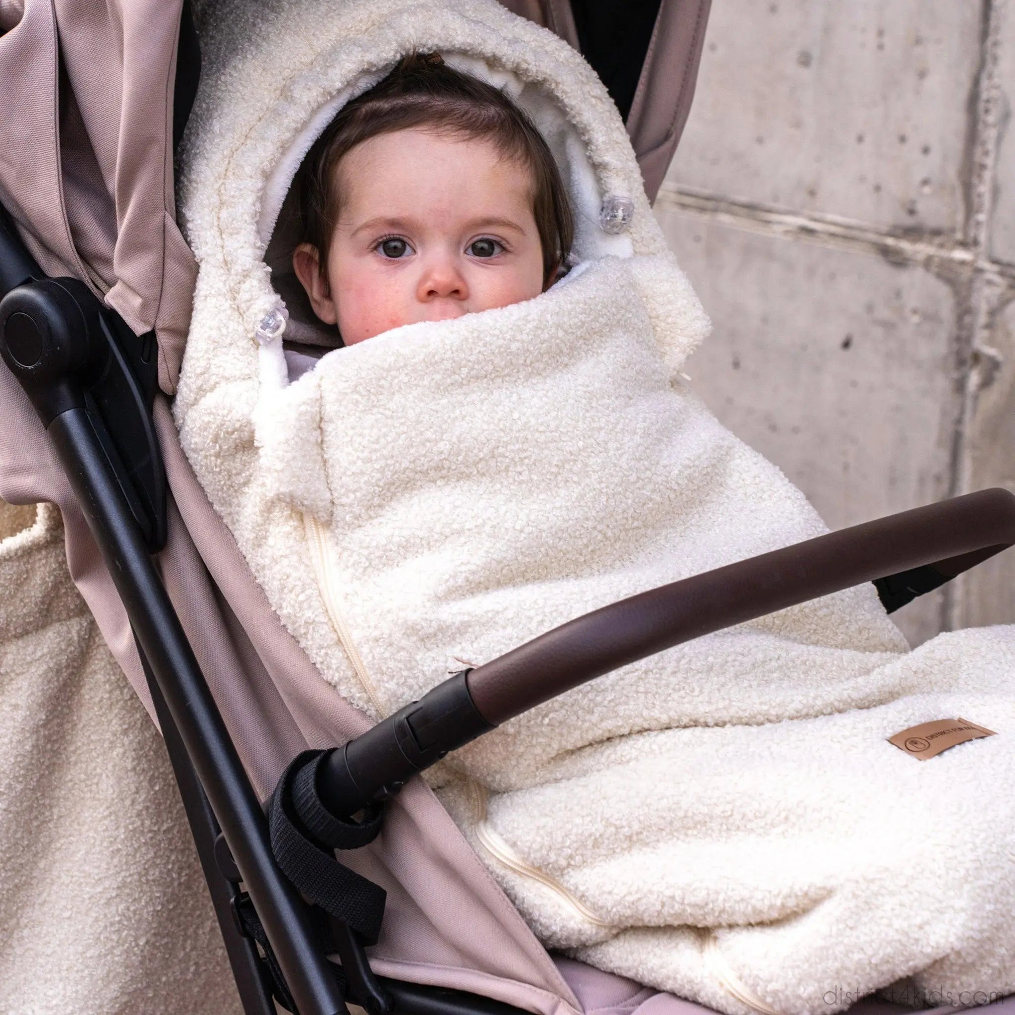 Fußsack Teddystoff Boucle für Kinderwagen Autoschale-Winterfußsack-District for Kids-Creme-District for Kids