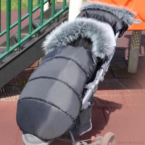 Fußsack mit Fell Kinderwagen-Winterfußsack-District for Kids-Schwarz-District for Kids