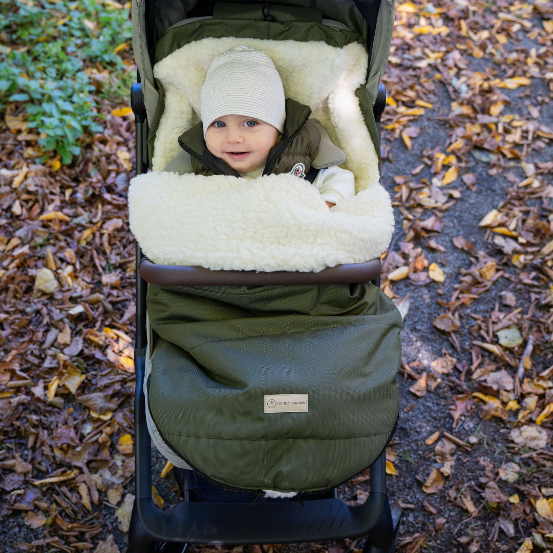 Fußsack wasserabweisend Merinowolle Kinderwagen, Buggy, Schlitten-Winterfußsack-District for Kids-Kahki-90cm-District for Kids