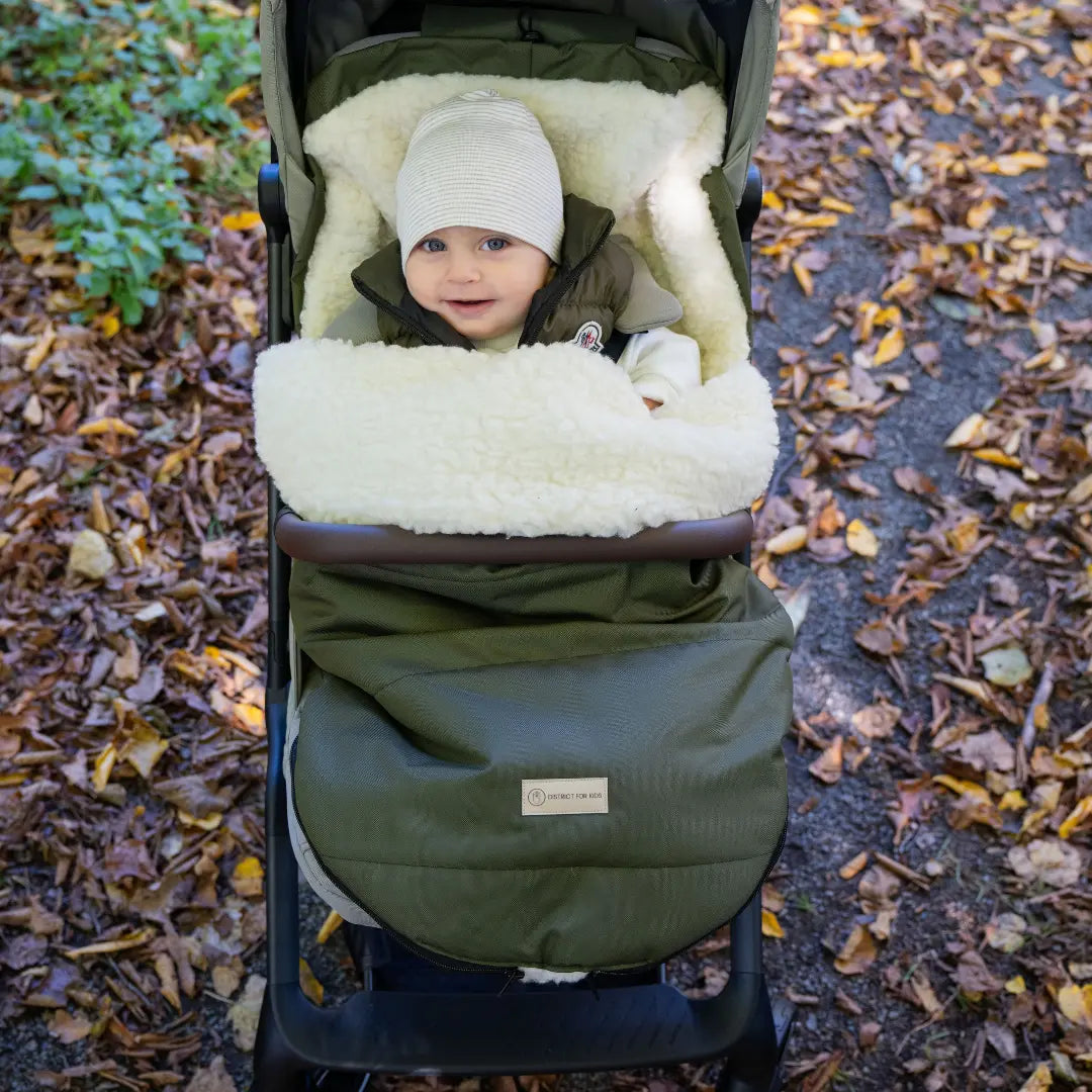 Fußsack wasserabweisend Merinowolle Kinderwagen, Buggy, Schlitten-Winterfußsack-District for Kids-Kahki-90cm-District for Kids