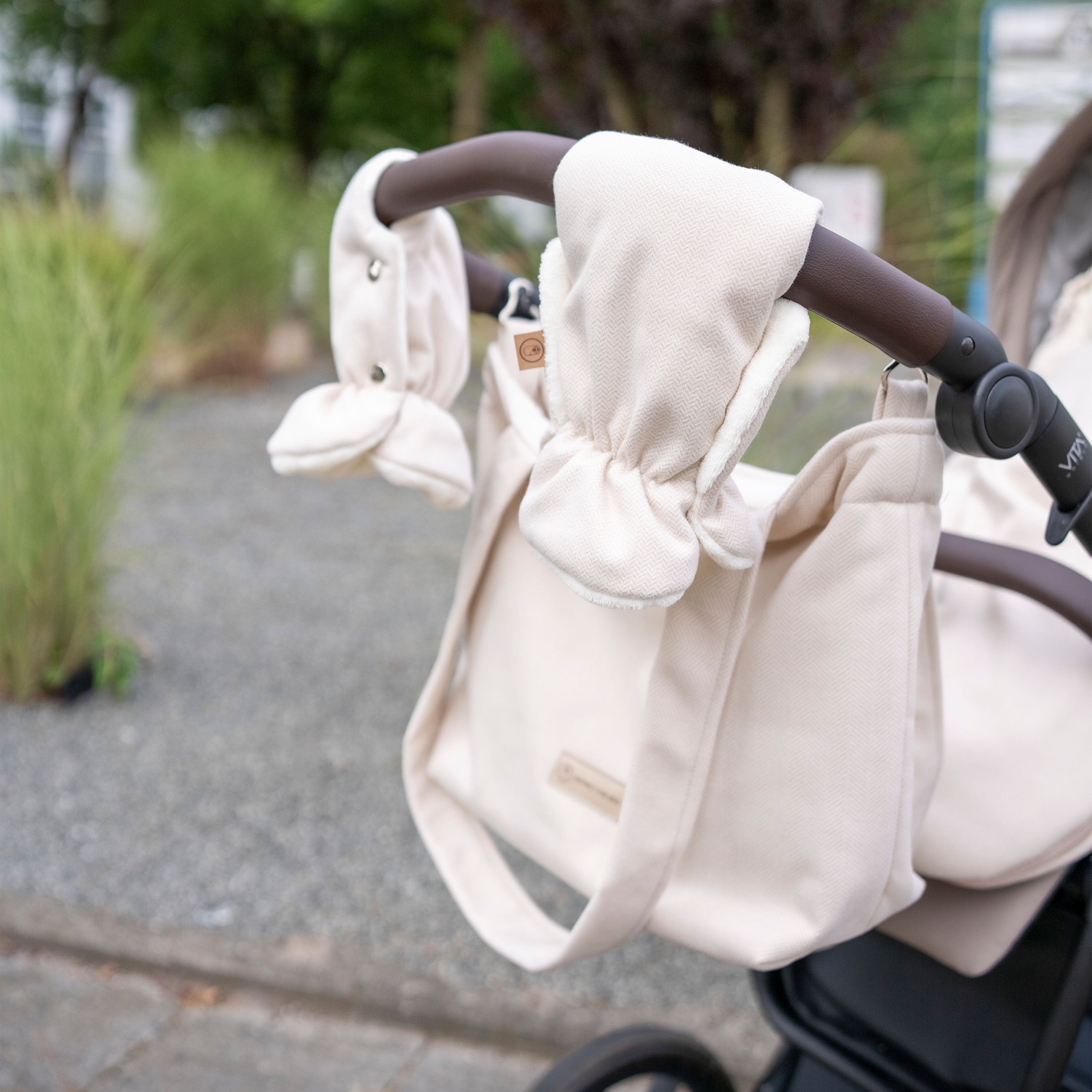 Wickeltasche Kaschmir elegante Kinderwagen-Tasche | Mom bag - Beige - Wickeltasche