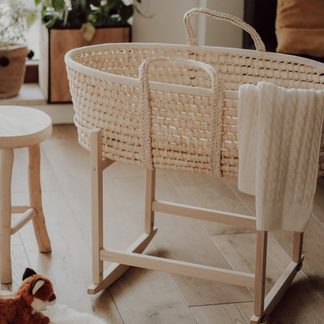 Holz Gestell für Moseskorb mit Wippfunktion | Rocking Stand-Moseskorb Gestell-AhojBaby-Natur-District for Kids