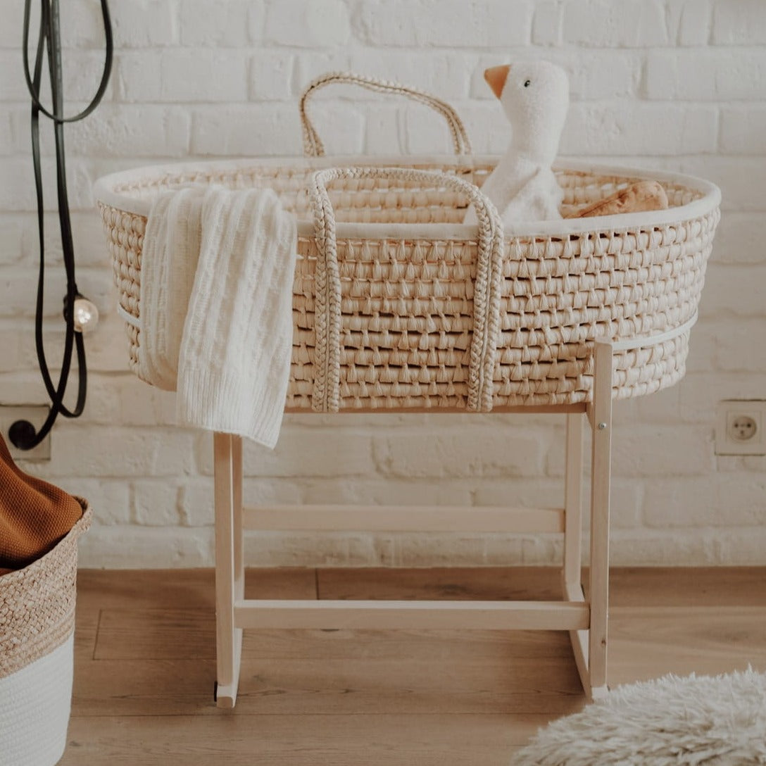 Holz Gestell für Moseskorb mit Wippfunktion | Rocking Stand-Moseskorb Gestell-AhojBaby-Natur-District for Kids