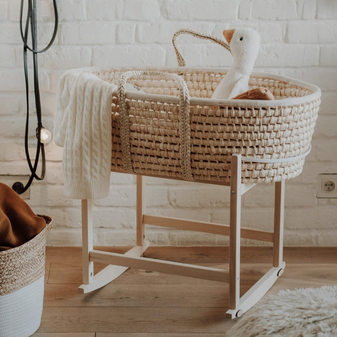 Holz Gestell für Moseskorb mit Wippfunktion | Rocking Stand-Moseskorb Gestell-AhojBaby-Natur-District for Kids