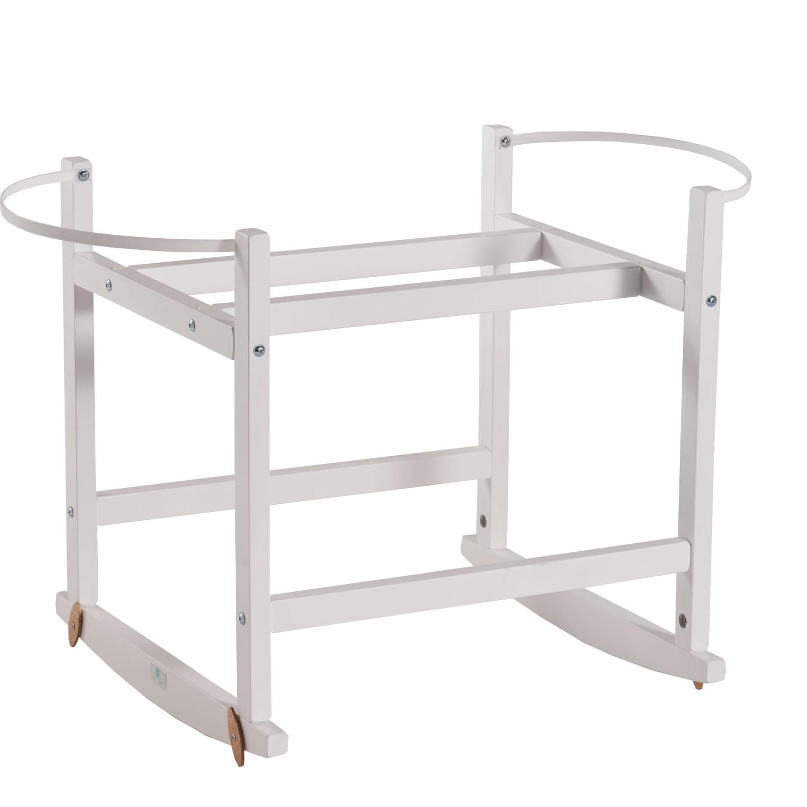 Holz Gestell für Moseskorb mit Wippfunktion | Rocking Stand-Moseskorb Gestell-AhojBaby-Weiß-District for Kids