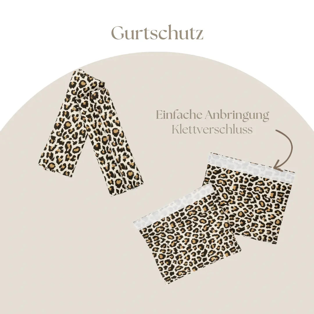 Sitzauflage Baumwolle Leoprint für den Kinderwagen inkl. Gurtschutz - universell passend District for Kids