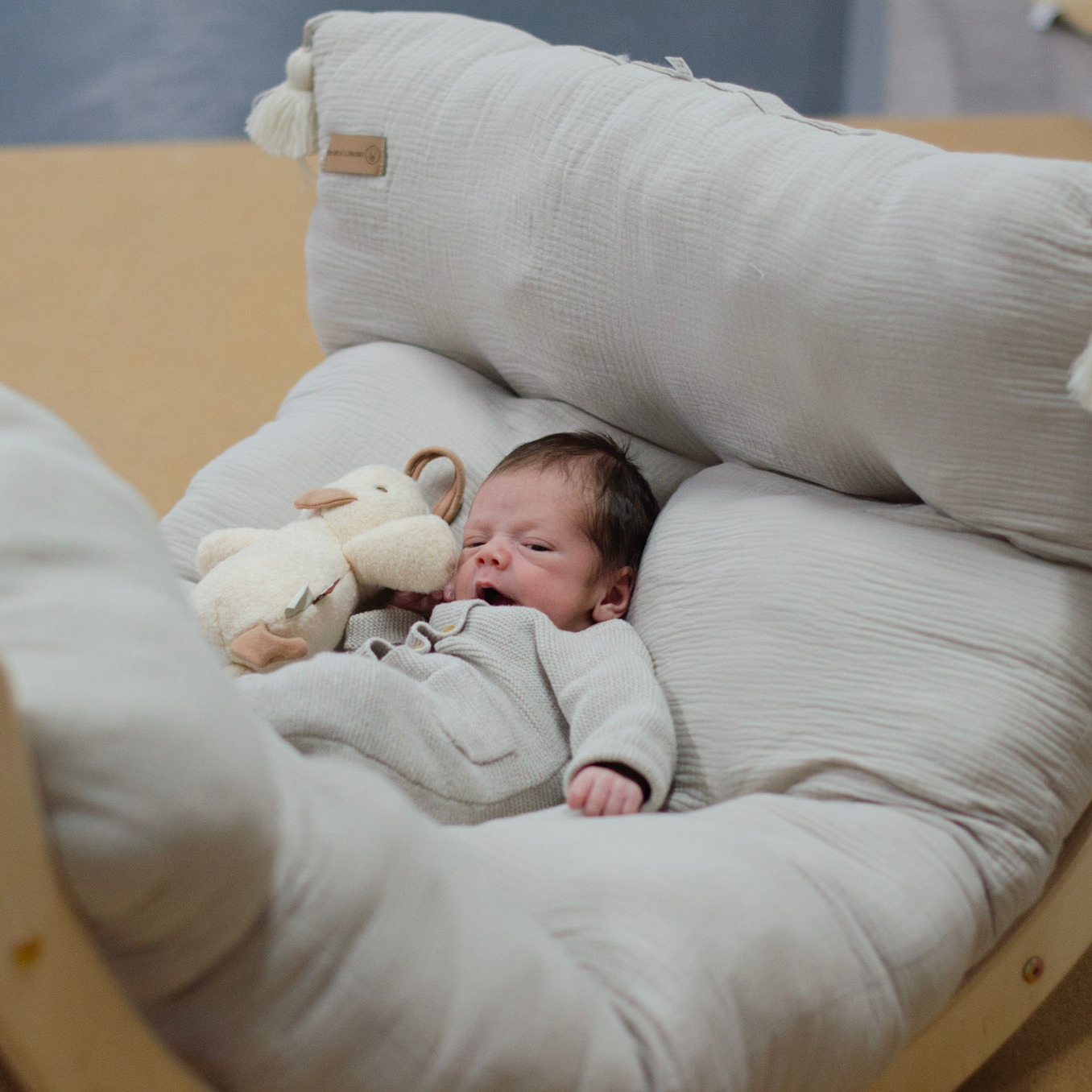 Matratze Bodenmatte Musselin gesteppt für Kletterbogen Spielezimmer - Beige - Baby & Kleinkind