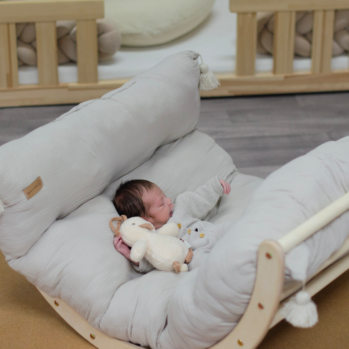 Matratze Bodenmatte Musselin gesteppt für Kletterbogen Spielezimmer - Beige - Baby & Kleinkind