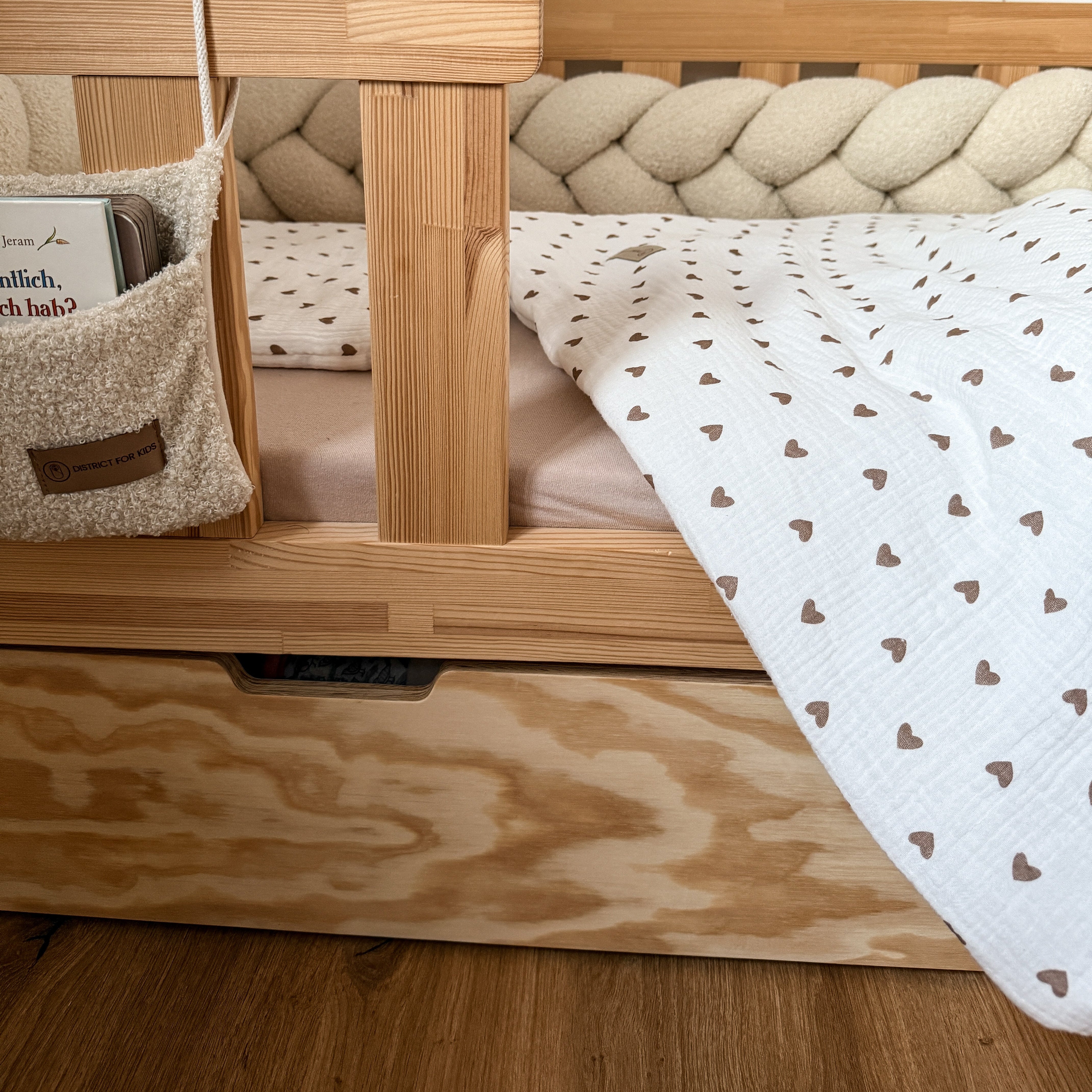 Bettwäsche gebrauchsfertig Musselin Herzen braun – Weich & Atmungsaktiv - Bettwäsche