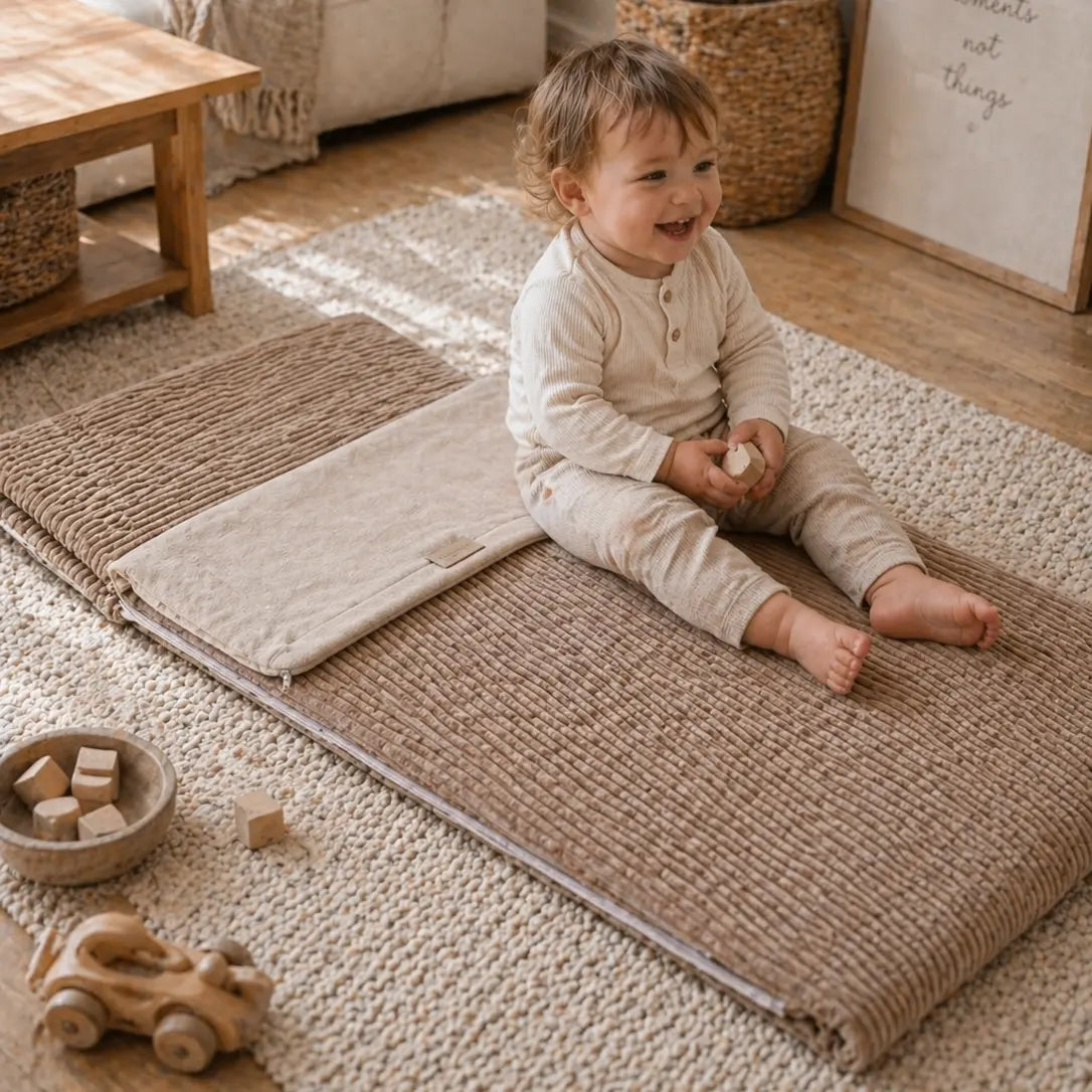 Kinderschlafsack aus Cord inkl. Tasche & Kissen – perfekt für unterwegs & zuhause District for Kids