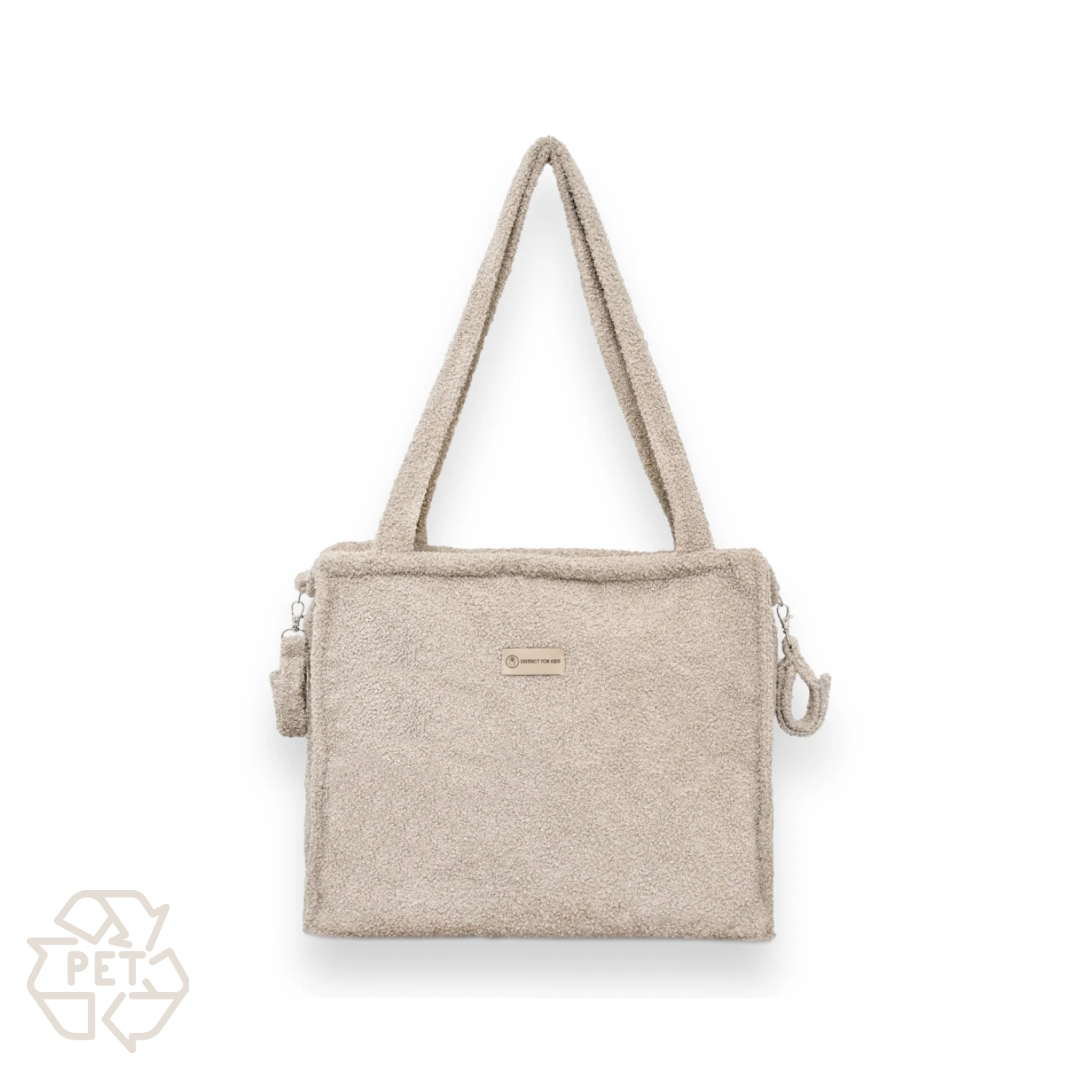 Kinderwagentasche Teddy Boucle mit wasserfester Wickelunterlage – Stilvoll, praktisch & nachhaltig-Wickeltasche-District for Kids-Beige-District for Kids