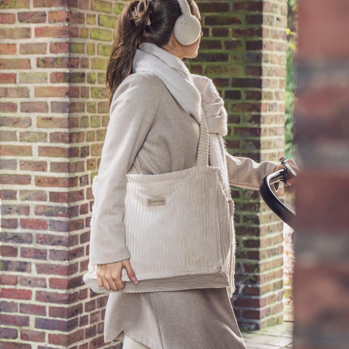 Kinderwagentasche inkl. Wickelunterlage Cord | Wickeltasche-Wickeltasche-District for Kids-Creme-District for Kids