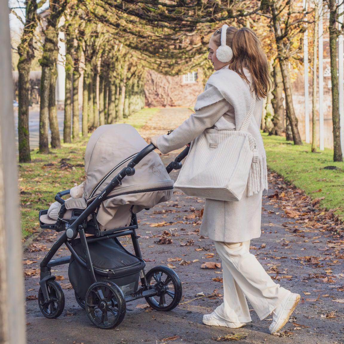 Kinderwagentasche inkl. Wickelunterlage Cord | Wickeltasche-Wickeltasche-District for Kids-Creme-District for Kids