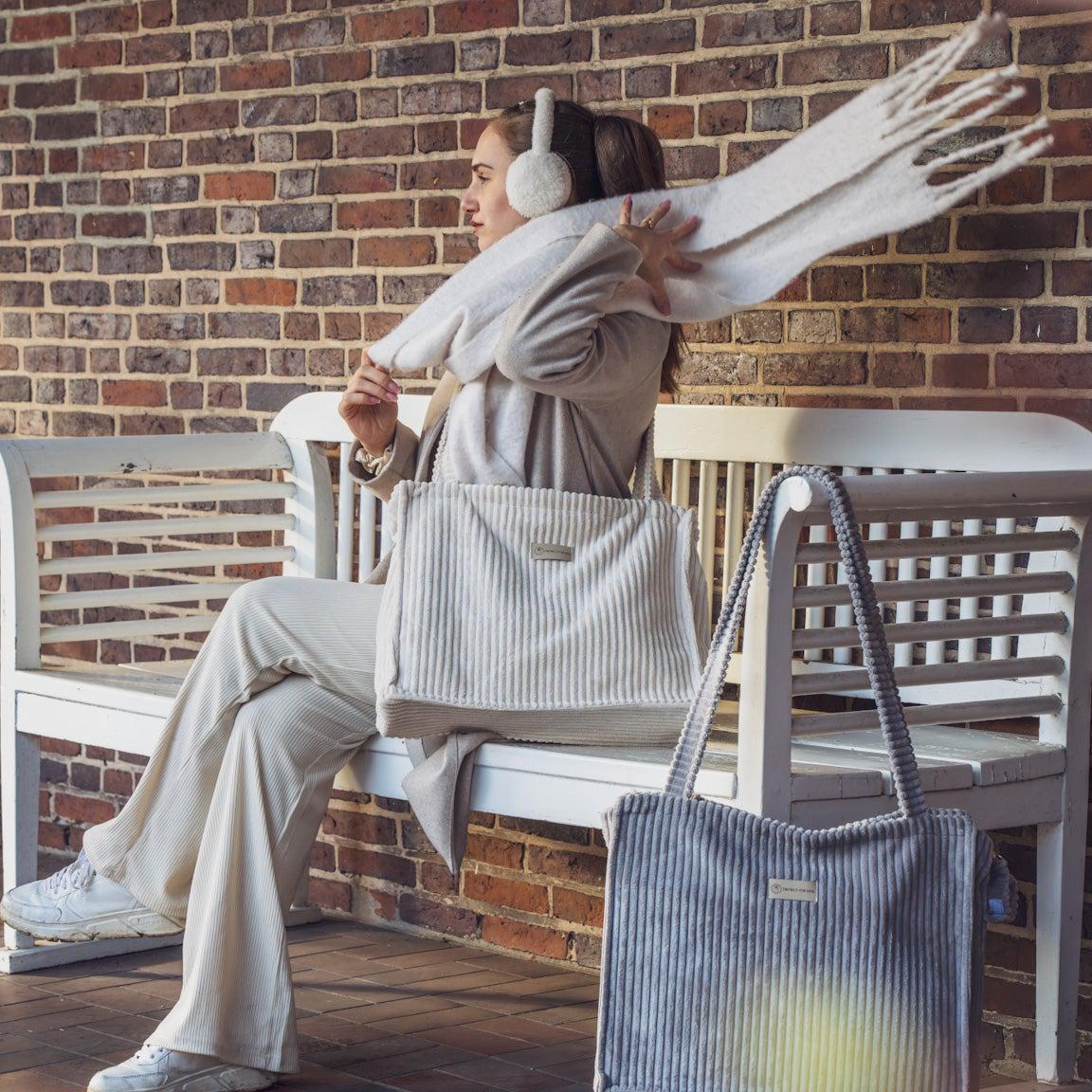 Kinderwagentasche inkl. Wickelunterlage Cord | Wickeltasche-Wickeltasche-District for Kids-Creme-District for Kids