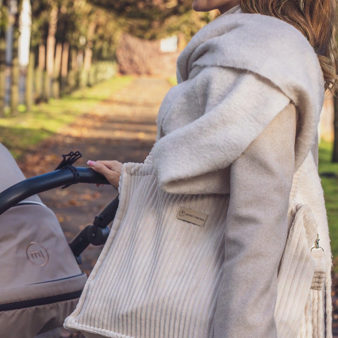 Kinderwagentasche inkl. Wickelunterlage Cord | Wickeltasche-Wickeltasche-District for Kids-Creme-District for Kids