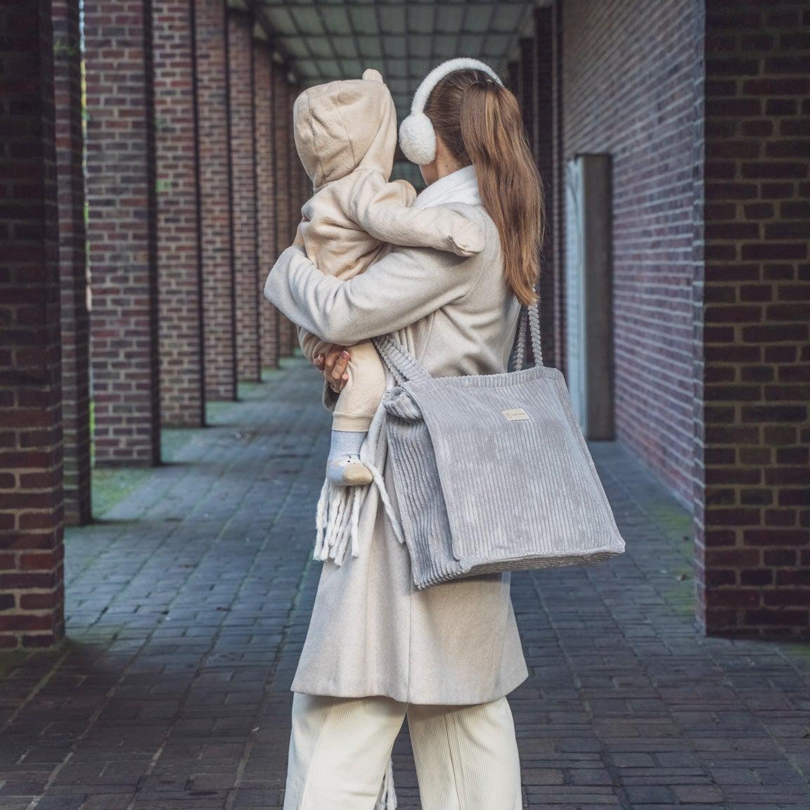 Kinderwagentasche inkl. Wickelunterlage Cord | Wickeltasche-Wickeltasche-District for Kids-Creme-District for Kids