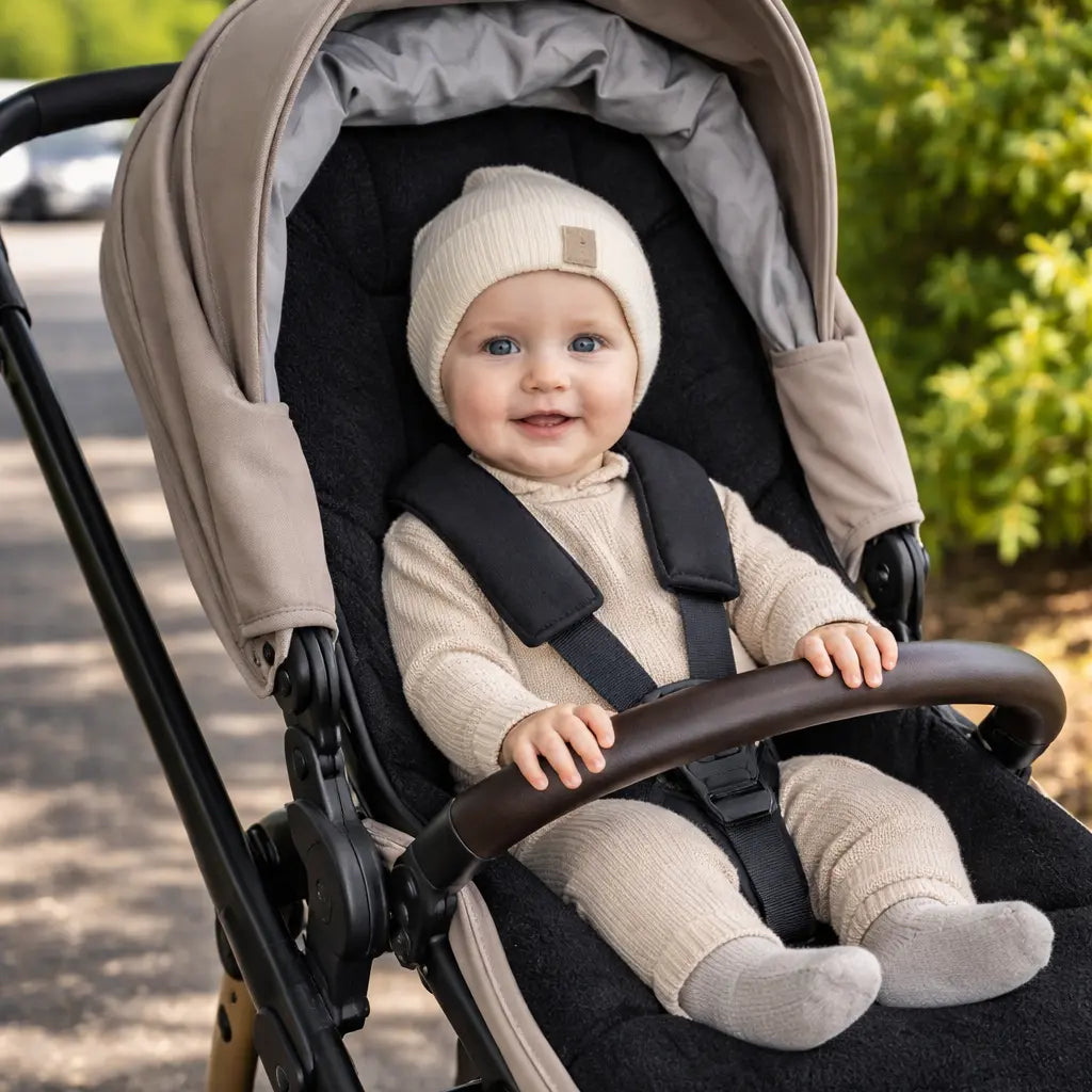 Sitzauflage Teddystoff Bouclé für den Kinderwagen - universell passend District for Kids