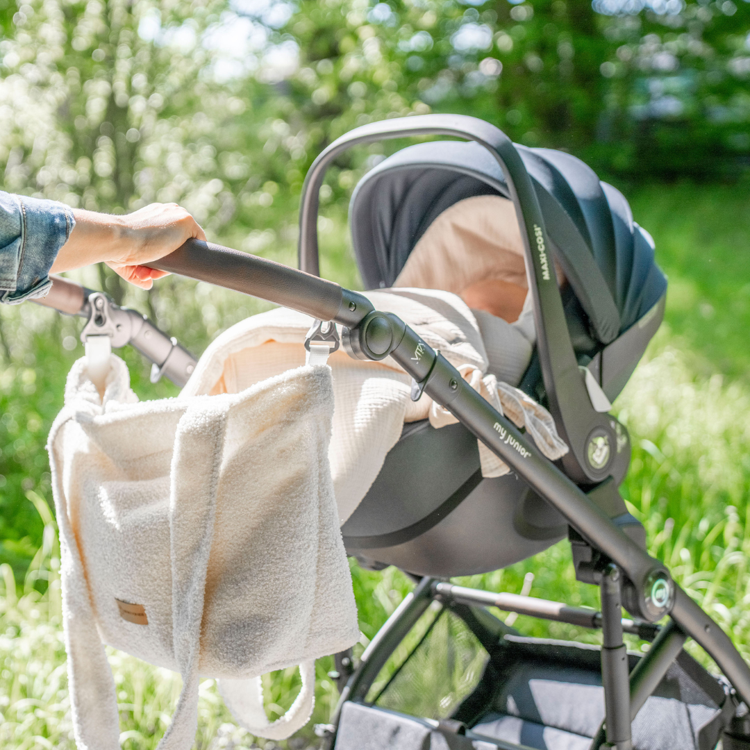 Wickeltasche Boucle Teddystoff für den Kinderwagen - Mom bag Wickeltasche