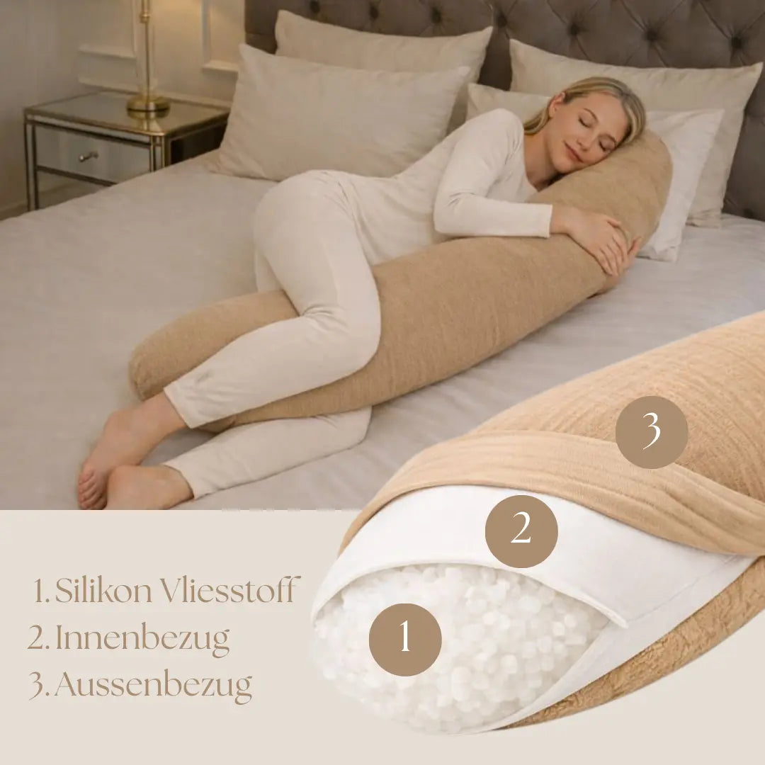 Stillkissen & Schwangerschaftskissen Musselin XXL | Herzen braun District for Kids