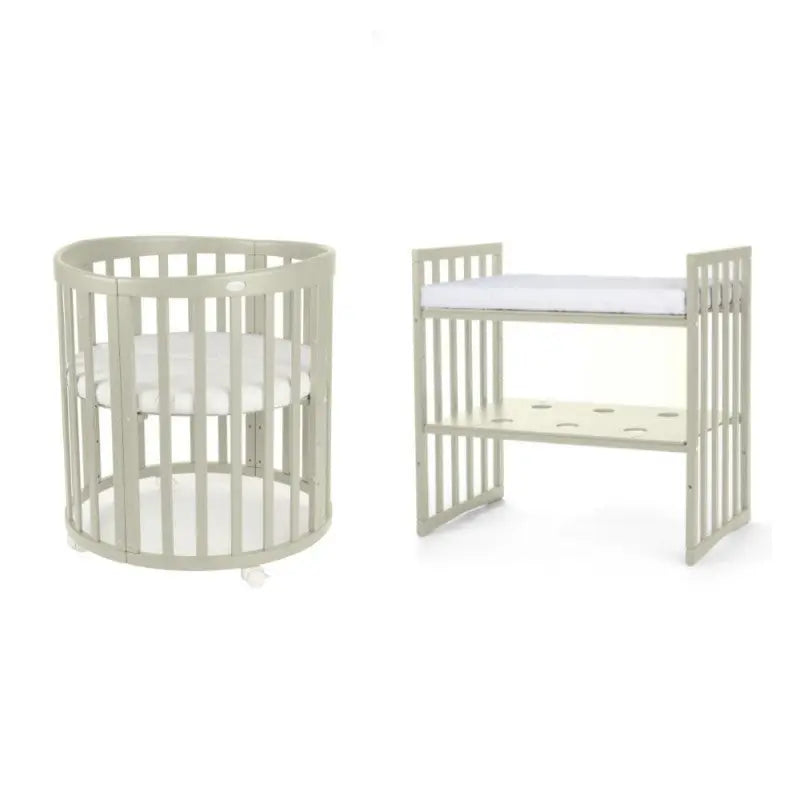 Mitwachsendes Babybett 7-in-1 – Ein Bett für viele Jahre | Ovale Form-Babybett-Waldin-Natur-District for Kids