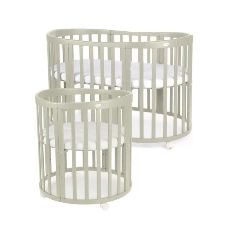 Mitwachsendes Babybett 7-in-1 – Ein Bett für viele Jahre | Ovale Form-Babybett-Waldin-Taupe-District for Kids