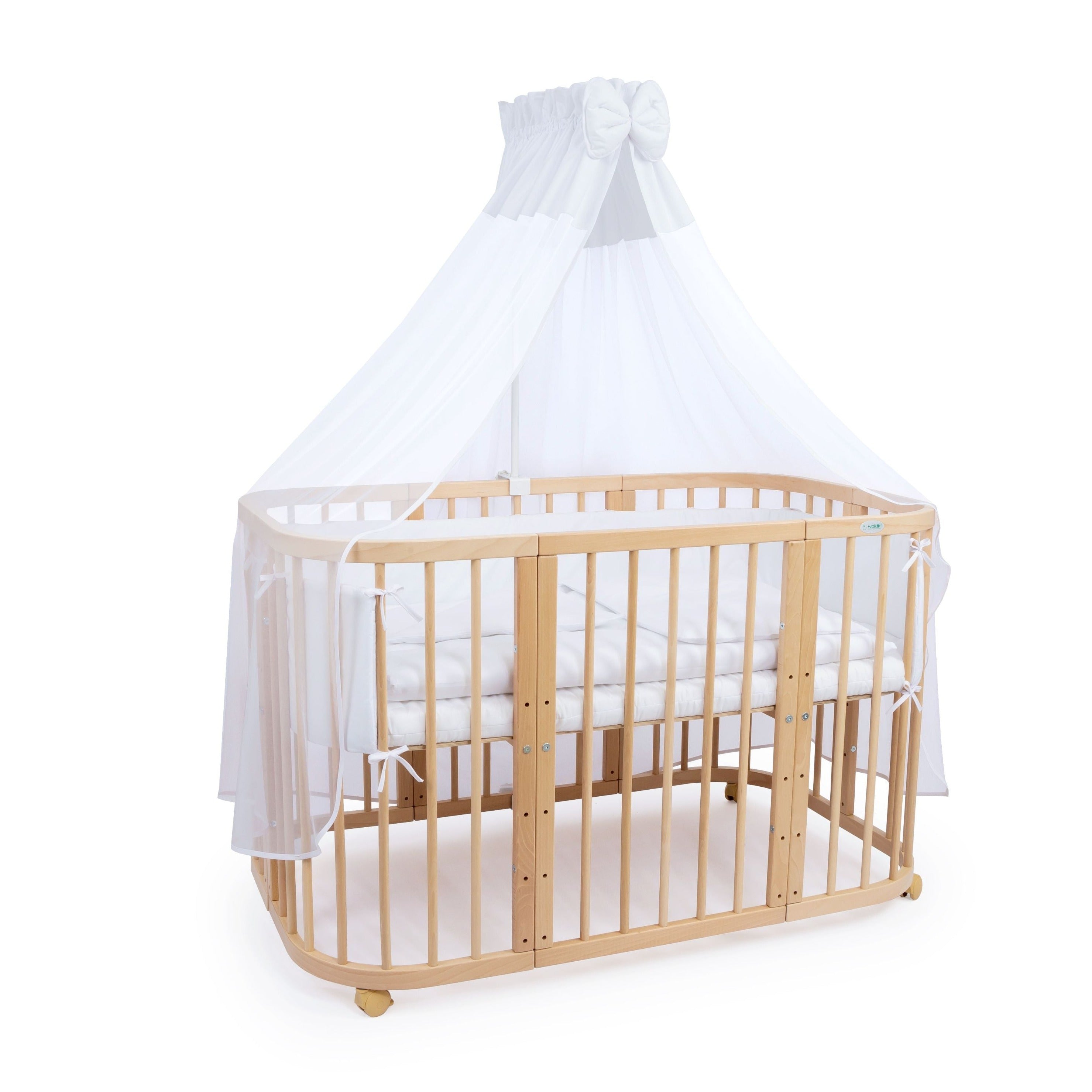 Mitwachsendes Babybett 7-in-1 – Ein Bett für viele Jahre | Quadratische Form-Babybett-Waldin-Natur-District for Kids
