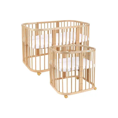 Babybett 5-in-1 – Ein Bett für viele Jahre - mitwachsend | Quadratische Form - Babybett