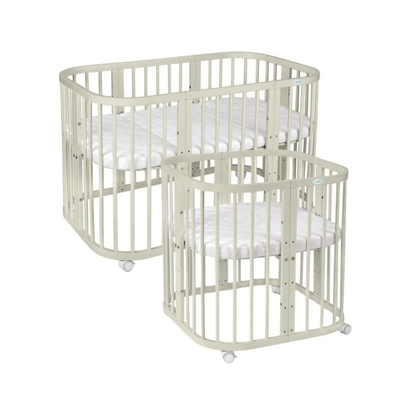 Mitwachsendes Babybett 7-in-1 – Ein Bett für viele Jahre | Quadratische Form-Babybett-Waldin-Taupe-District for Kids