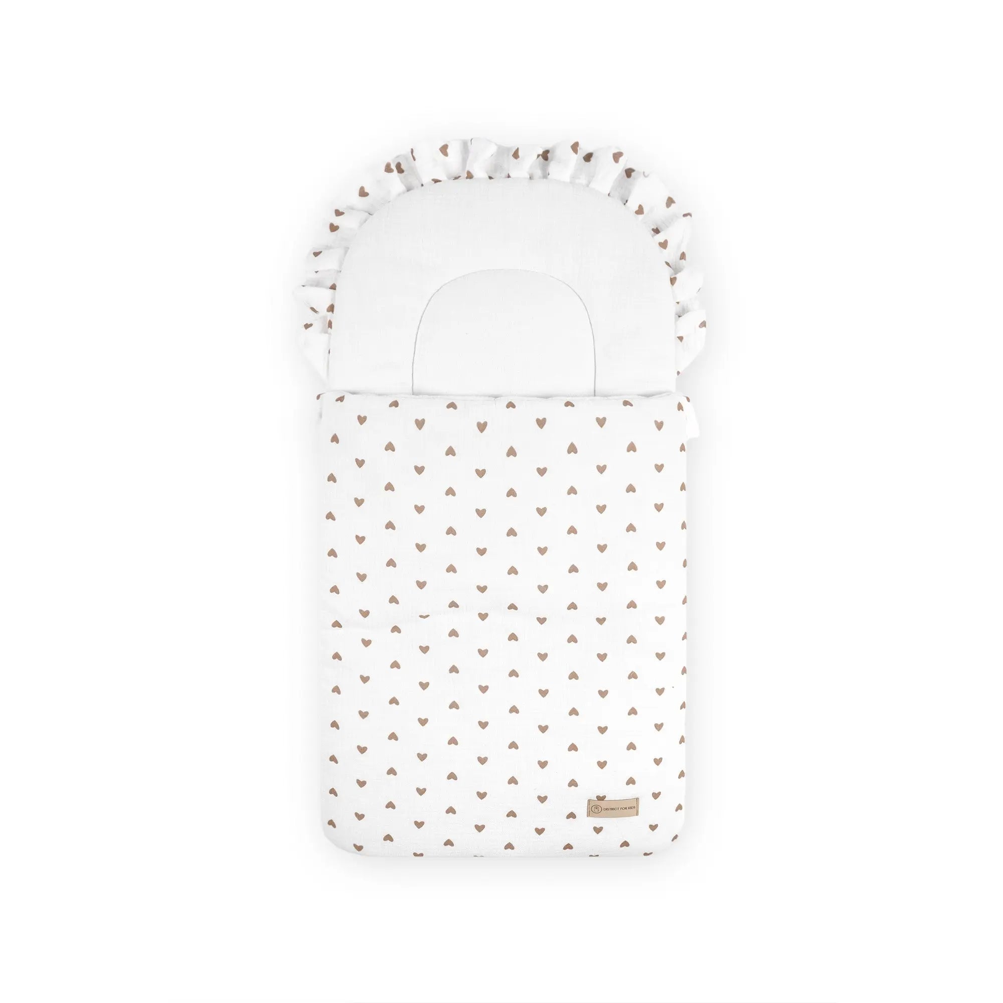 Babyschlafsack Dreamy Musselin braune Herzen | 2.5 TOG Ganzjahresschlafsack District for Kids