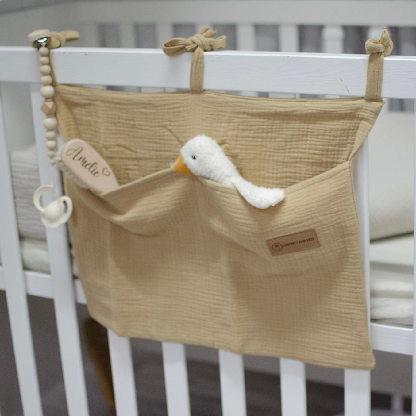 Organizer Musselin zum Aufhängen an Baby- oder Kinderbett-Organizer-District for Kids-Beige-District for Kids