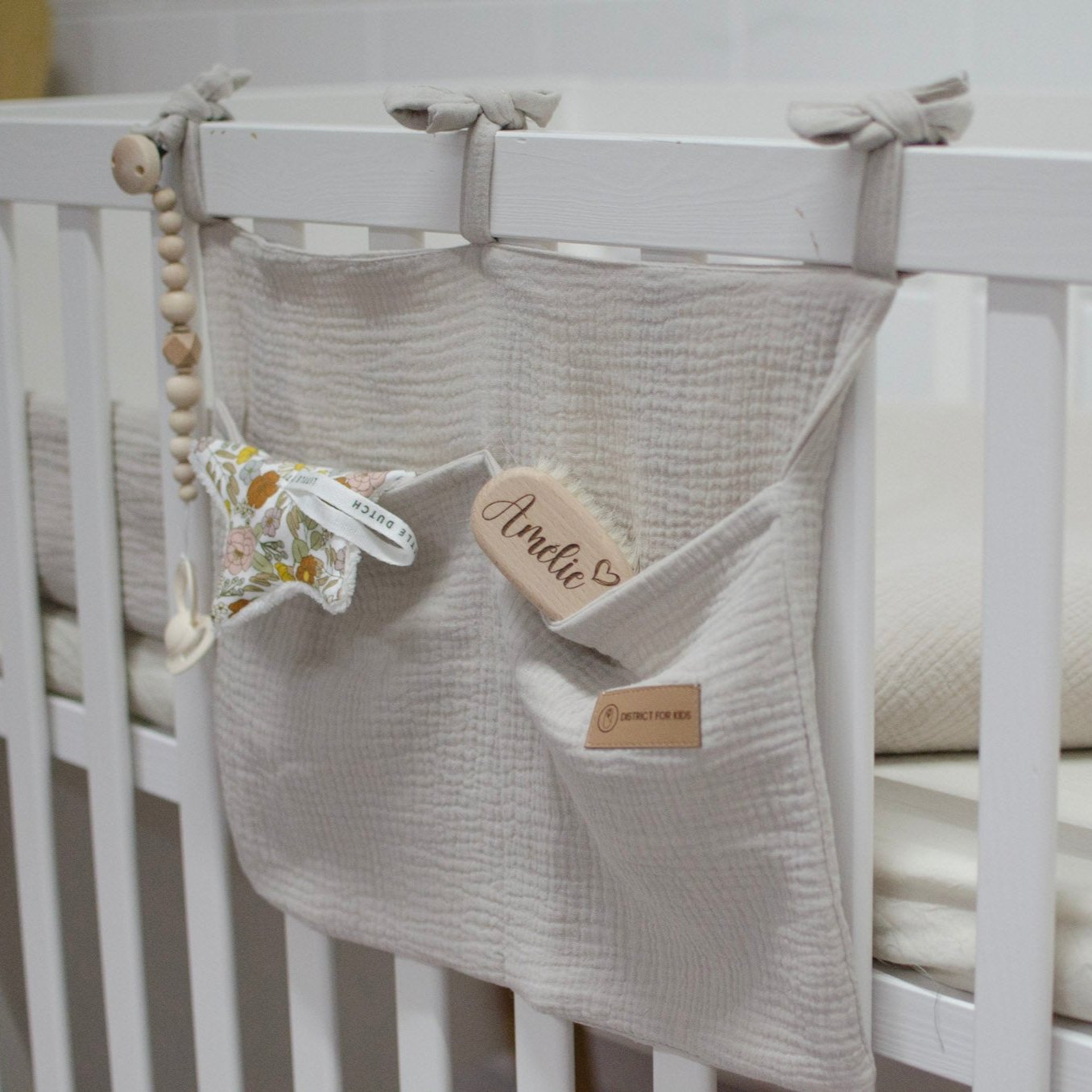 Organizer Musselin zum Aufhängen an Baby- oder Kinderbett-Organizer-District for Kids-Beige-District for Kids