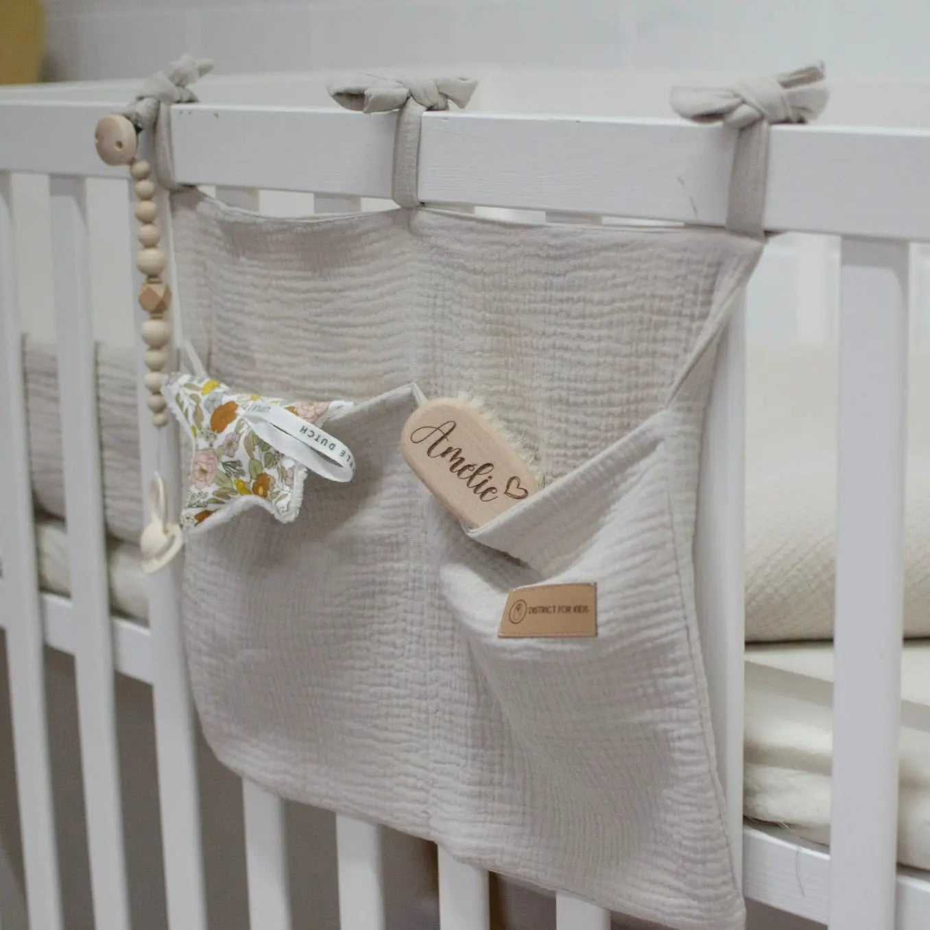 Organizer Musselin zum Aufhängen an Baby- oder Kinderbett-Organizer-District for Kids-Beige-District for Kids